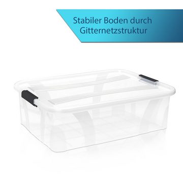 BigDean Aufbewahrungsbox 12x Stapelbox mit Deckel 7L + Clipverschluss Ordnungsbox stapelbar (12 St)