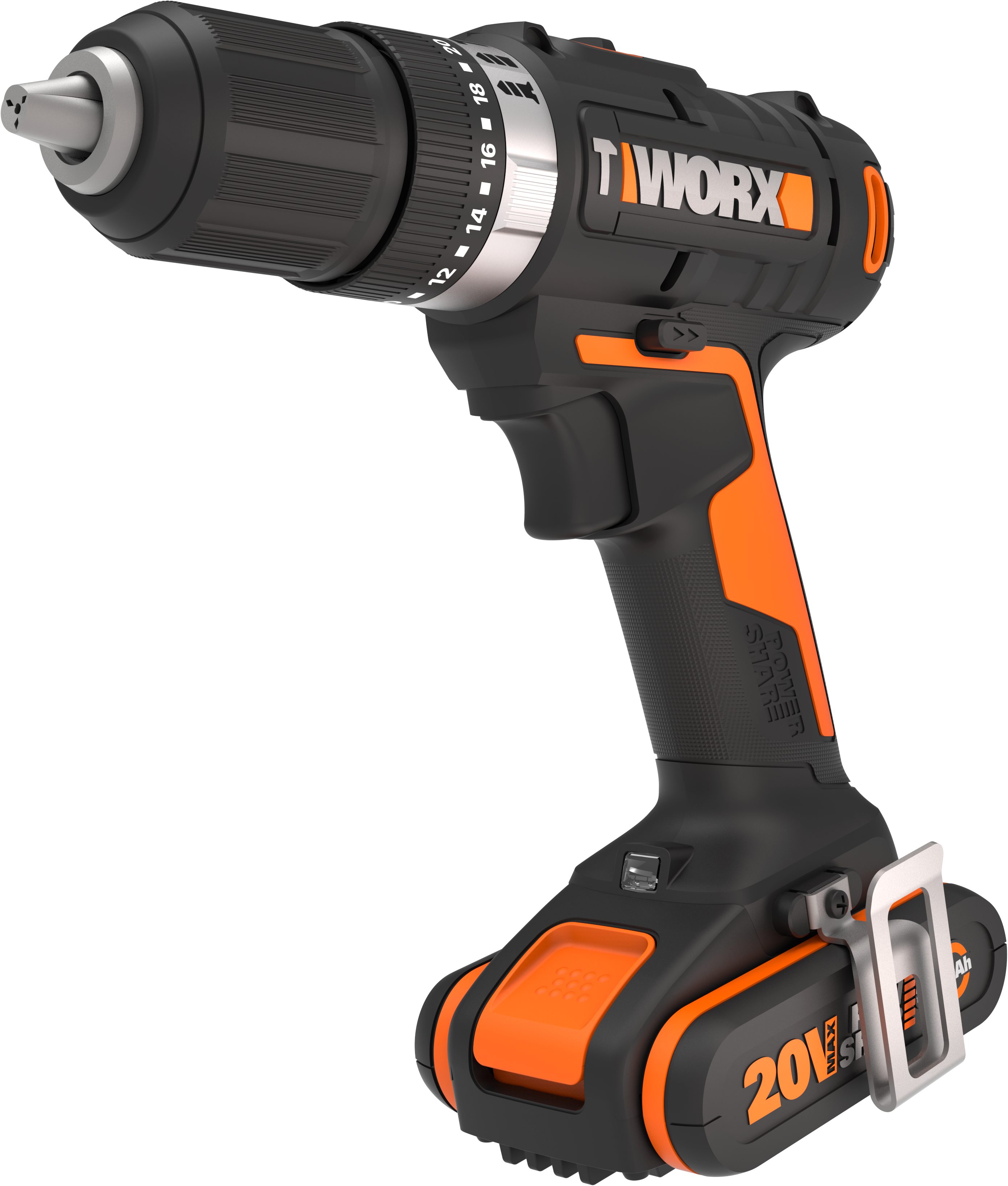 Worx Akku-Schlagbohrschrauber WX370, max. 1600 U/min, (Set), 2-Gang-Getriebe, Bohrstufe + Schlagfunktion, inkl. 2 Akkus & Ladegerät