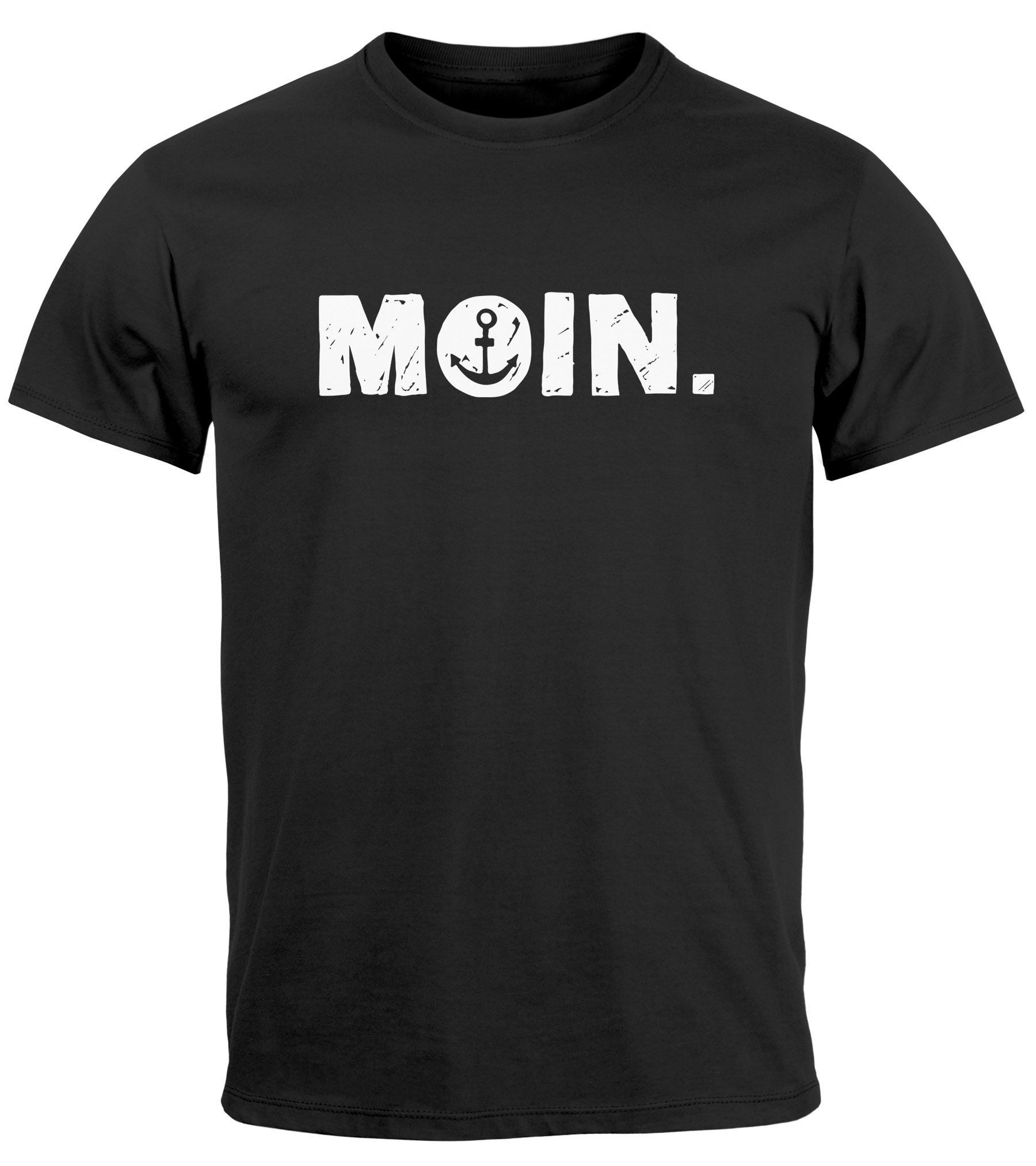 Neverless Print-Shirt Herren T-Shirt Schriftzug Moin Dialekt Norden Hamburg Anker Print mit Print