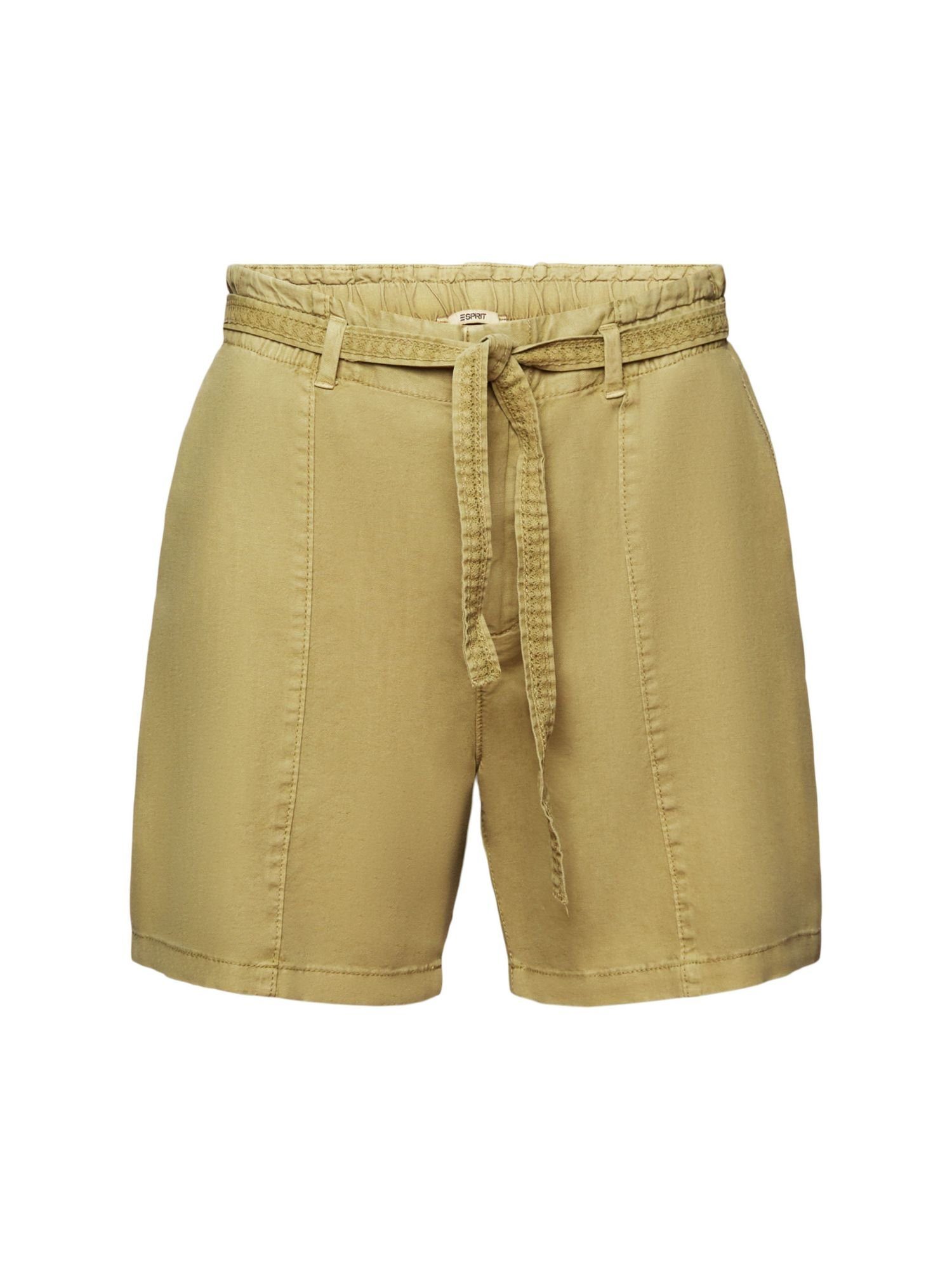 Esprit Shorts Shorts mit Bindegürtel aus Leinenmix (1-tlg) PISTACHIO GREEN