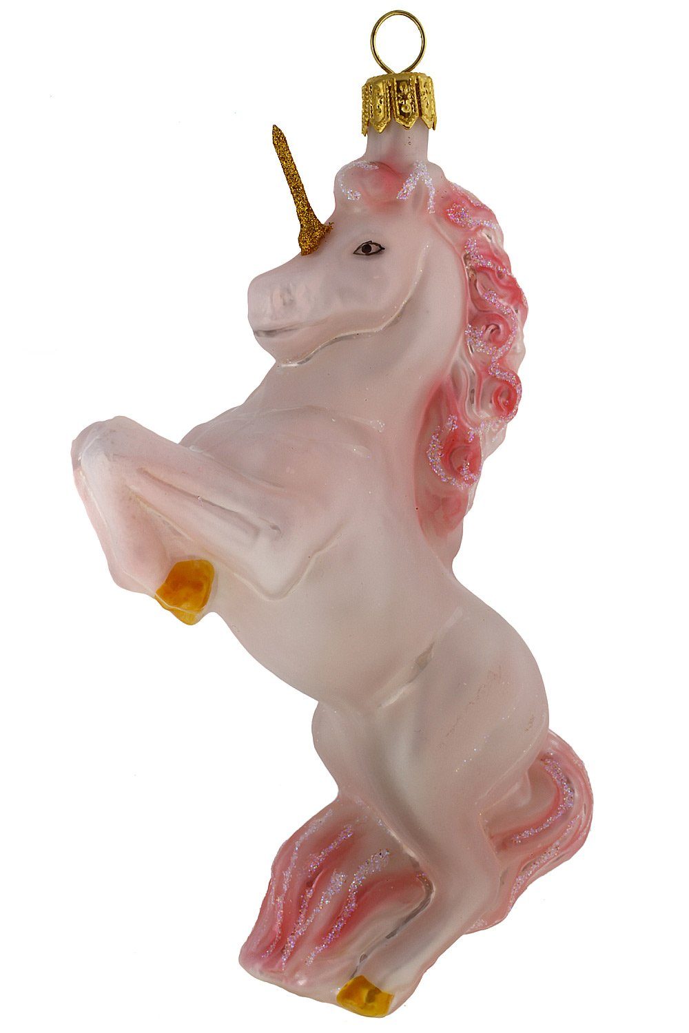 Hamburger Weihnachtskontor Christbaumschmuck Einhorn (rosa), Dekohänger - mundgeblasen - handdekoriert