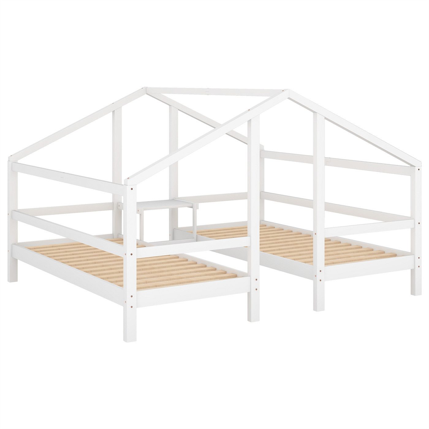 Kinderbett Hausbett,Zwei Einzelbett,Kinderbett,Jugendbett im Hausbettdesign