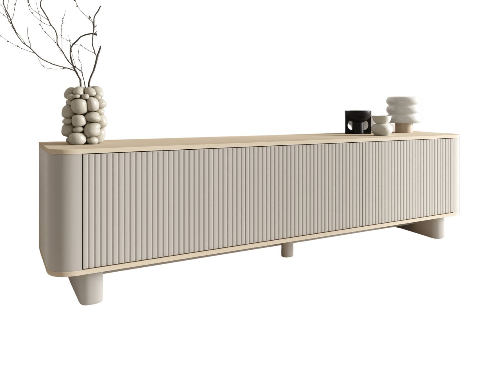 Compleo TV-Schrank modern und Japandi Design, Lowboard 200 cm breit MADE IN EU, TOPSELLER