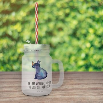 Mr. & Mrs. Panda Cocktailglas Einhorn Nashorn - Transparent - Geschenk, Pegasus, Strohhalm Glas, Sa, Premium Glas, Prägende Sprüche