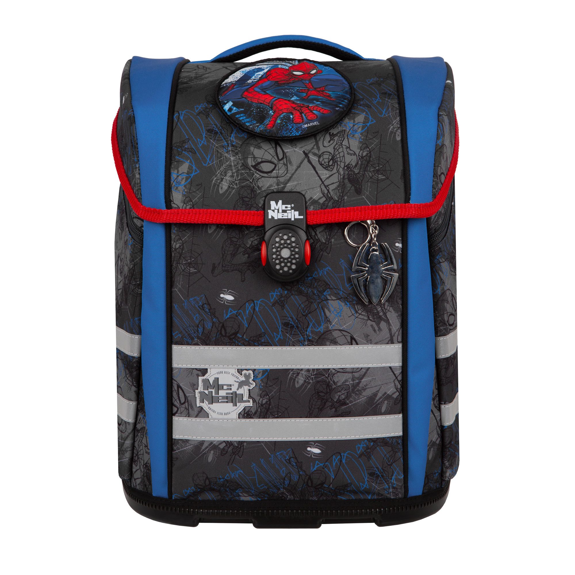 McNeill Schulranzen Perfecto Spider-Man 5tlg. Disney Schulranzen ergonomisch ClickFlex (Spar-Set, Sportbeutel, Magnet & Anhänger, Schlampermappe, Federmappen be – Bild 2 von 5
