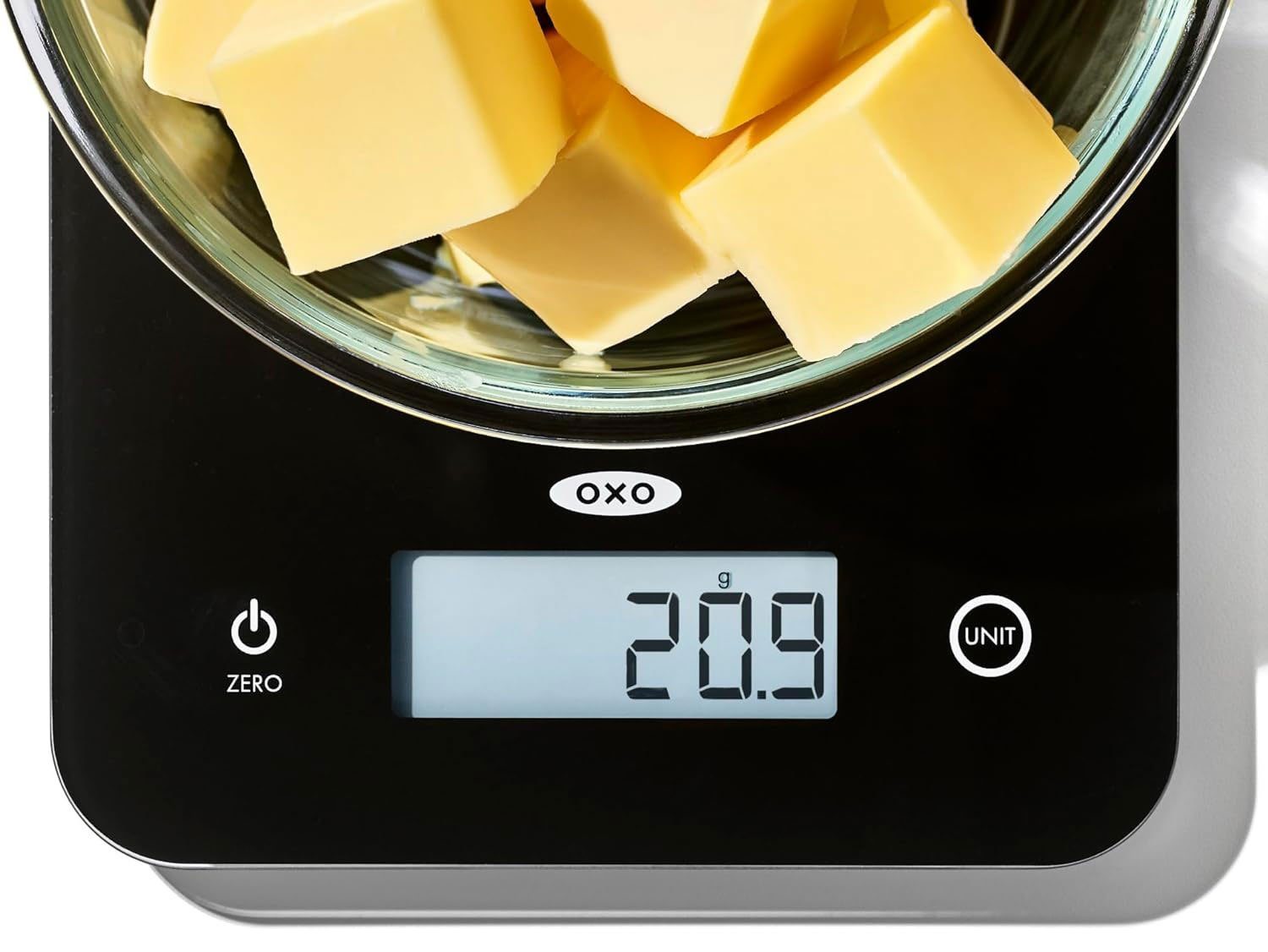 Grips (1-tlg) Küchenwaage kg, aus 5 Good OXO Glas Küchenwaage bis