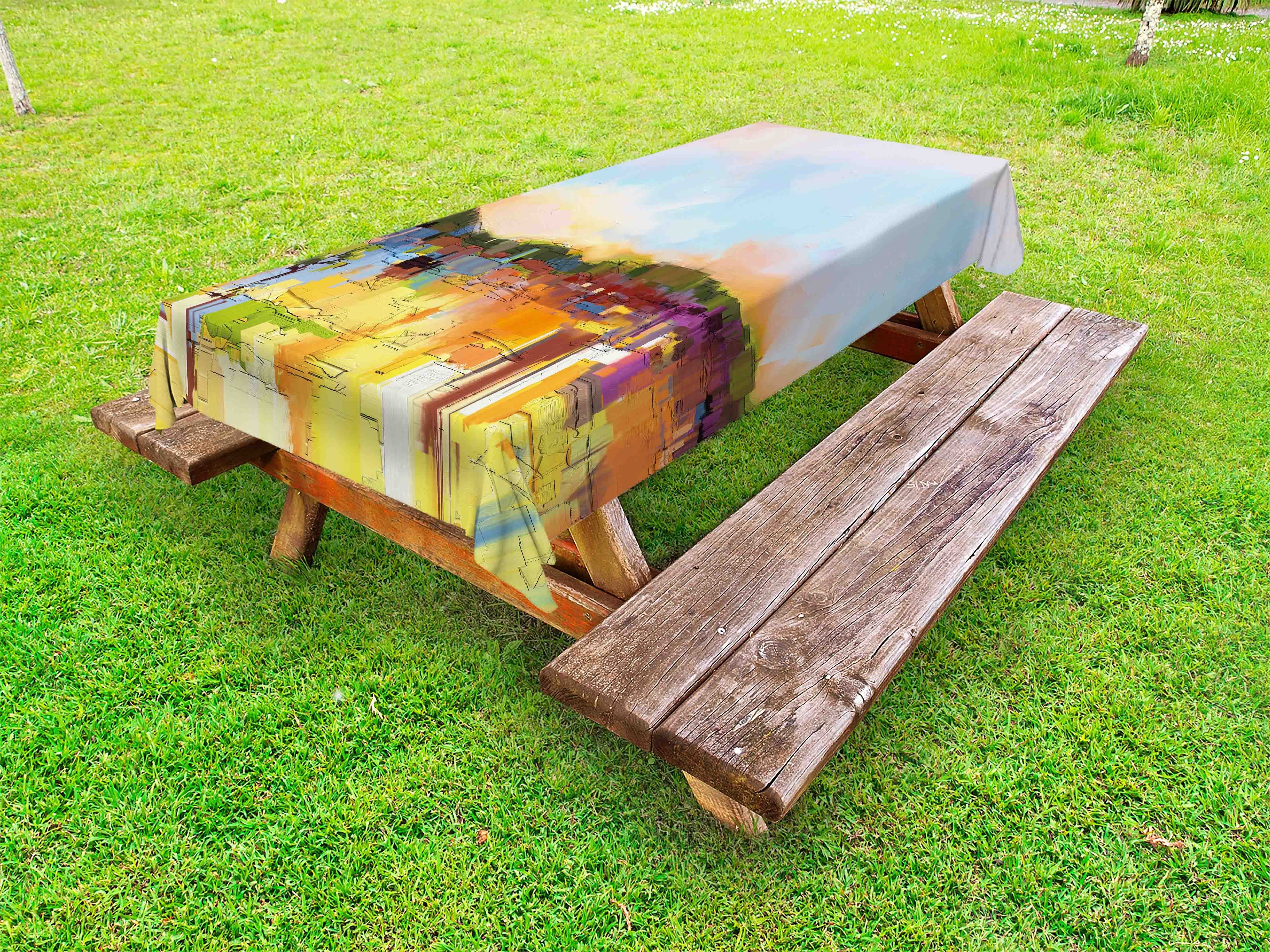 Abakuhaus Tischdecke dekorative waschbare Picknick-Tischdecke, Ölgemälde Pastell Hills Kunst
