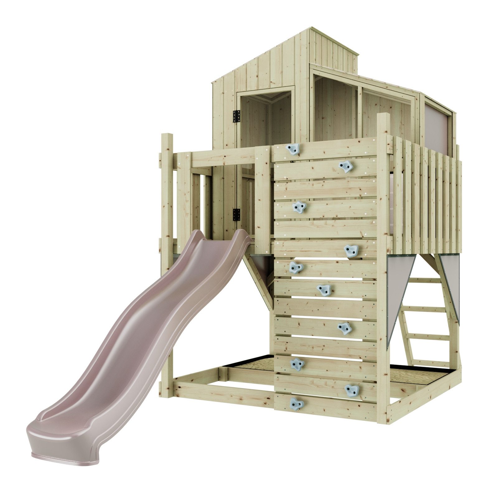 OutdoorToys Spielhaus Komet aus Holz in Rosa, aus Holz in Rosa