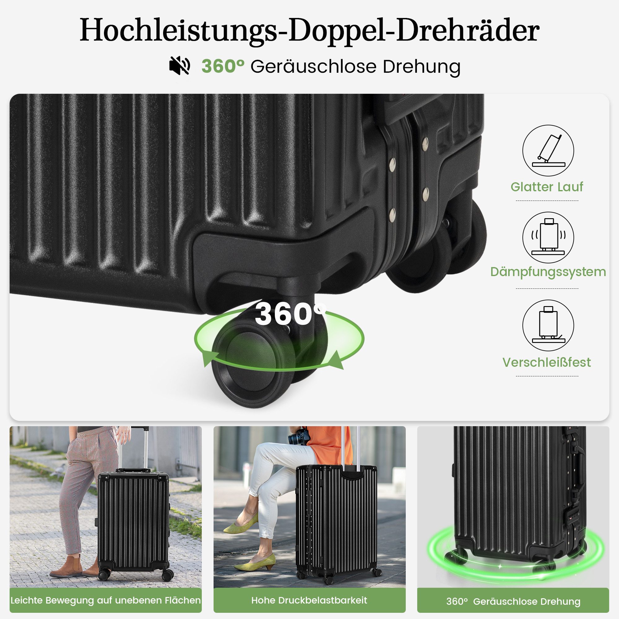 Coolhut Handgepäck-Trolley Reisekoffer Hartschalen-Koffer Alu-Rahmen mit günstig online kaufen