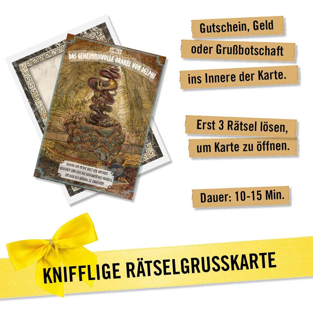 Hidden Games Grußkarten Rätselkarte "Das geheimnisvolle Orakel von Delphi", Made in Germany