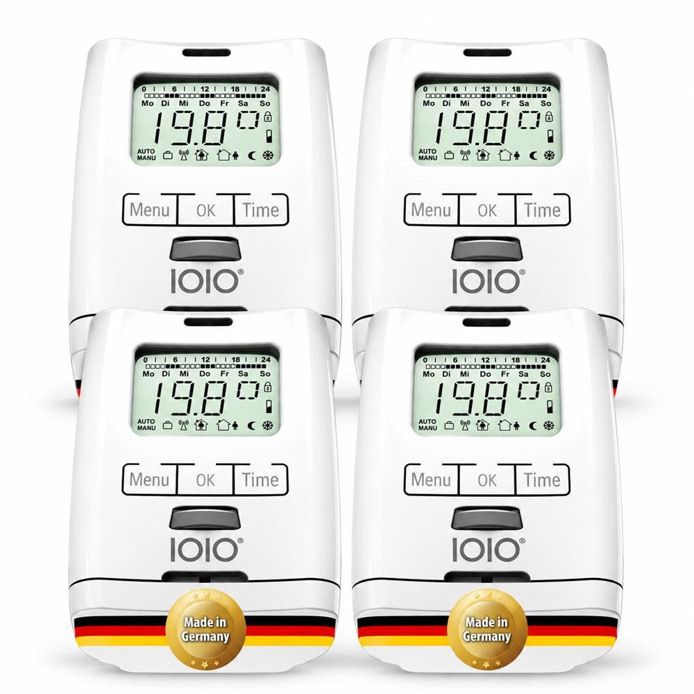 IOIO Heizkörperthermostat HT 2000 Heizungsthermostat digital programmierbar LCD Display, (4er Pack) Heizungsregler elektronisches Thermostat Batterie Heizkörper Regler