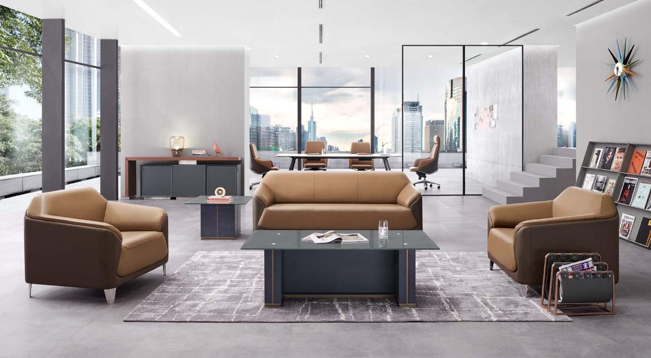 Xlmoebel 3-Sitzer Schwarzes Kunstleder 3-Sitzer Sofa modern, 2 Teile, Made in Europa