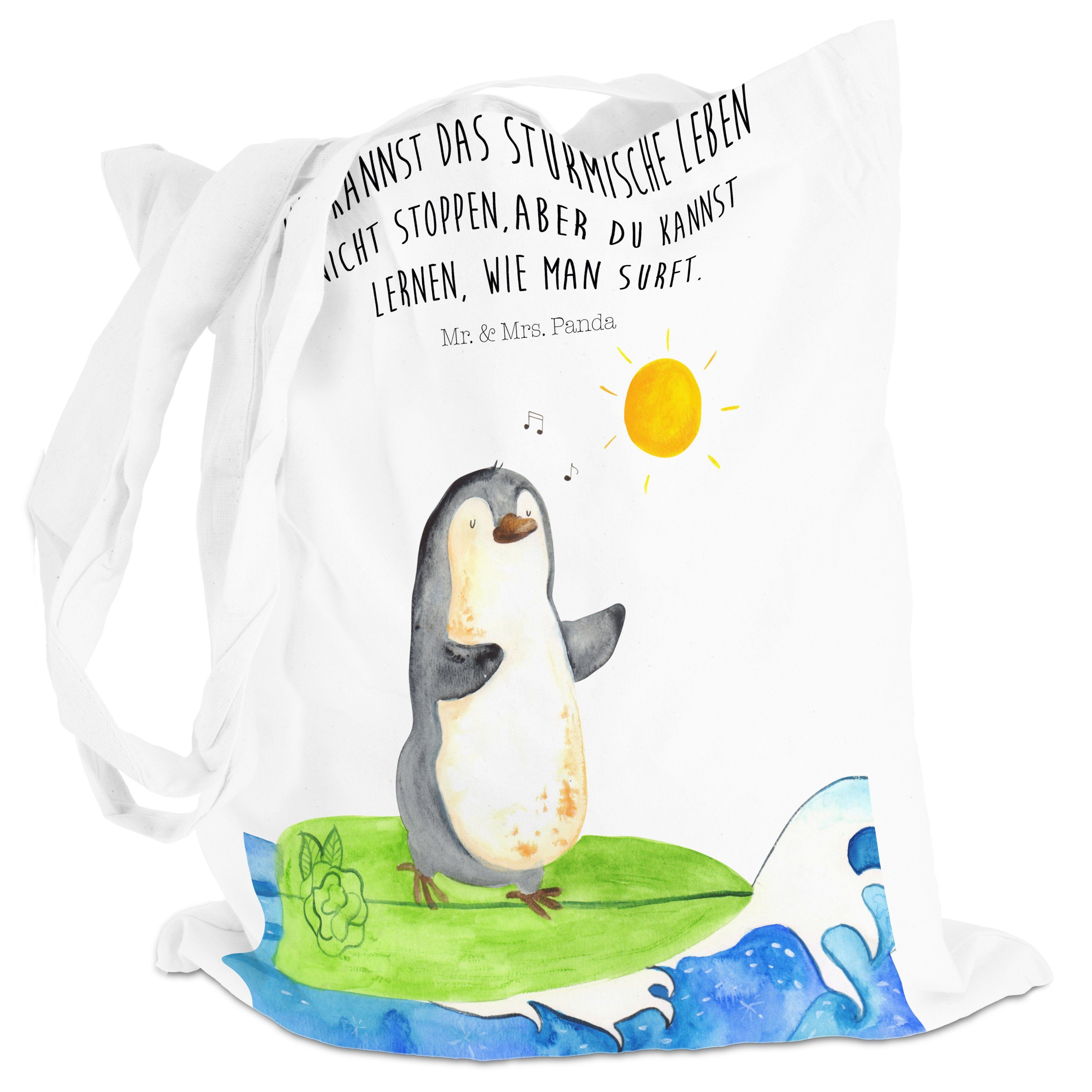 Weiß Portug Panda reiten, Tragetasche Wellen Geschenk, Pinguin Mr. (1-tlg) - & Beuteltasche, Mrs. Surfer -