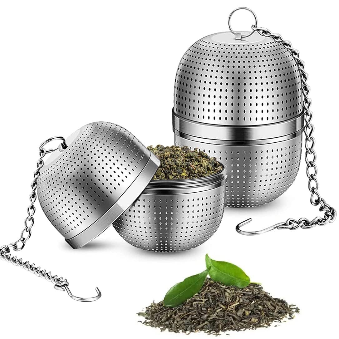 FOUORTUNATE-BEE Teesieb Teeei für Losen Tee, (Tee ei Teesieb Edelstahl 2er Teekugeln Tee ei Sieb 304 Edelstahl Teesieb für Tasse für die Meisten Tasseteekanne Teefilterhalt Teehalter Gewürzei für Teekannen, 2-St)