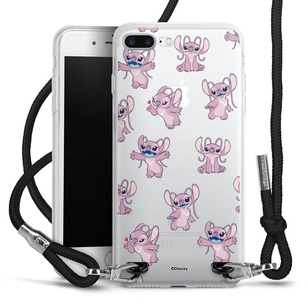 DeinDesign Handyhülle Lilo & Stitch Engel Disney Angel Faces Pattern Transparent, Apple iPhone 8 Plus Handykette Hülle mit Band Case zum Umhängen