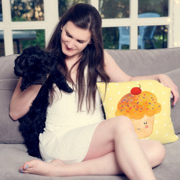 Mr. & Mrs. Panda Dekokissen Cupcake - Gelb Pastell - Geschenk, Tiere, Muffin, Dekokissen, Kissenh