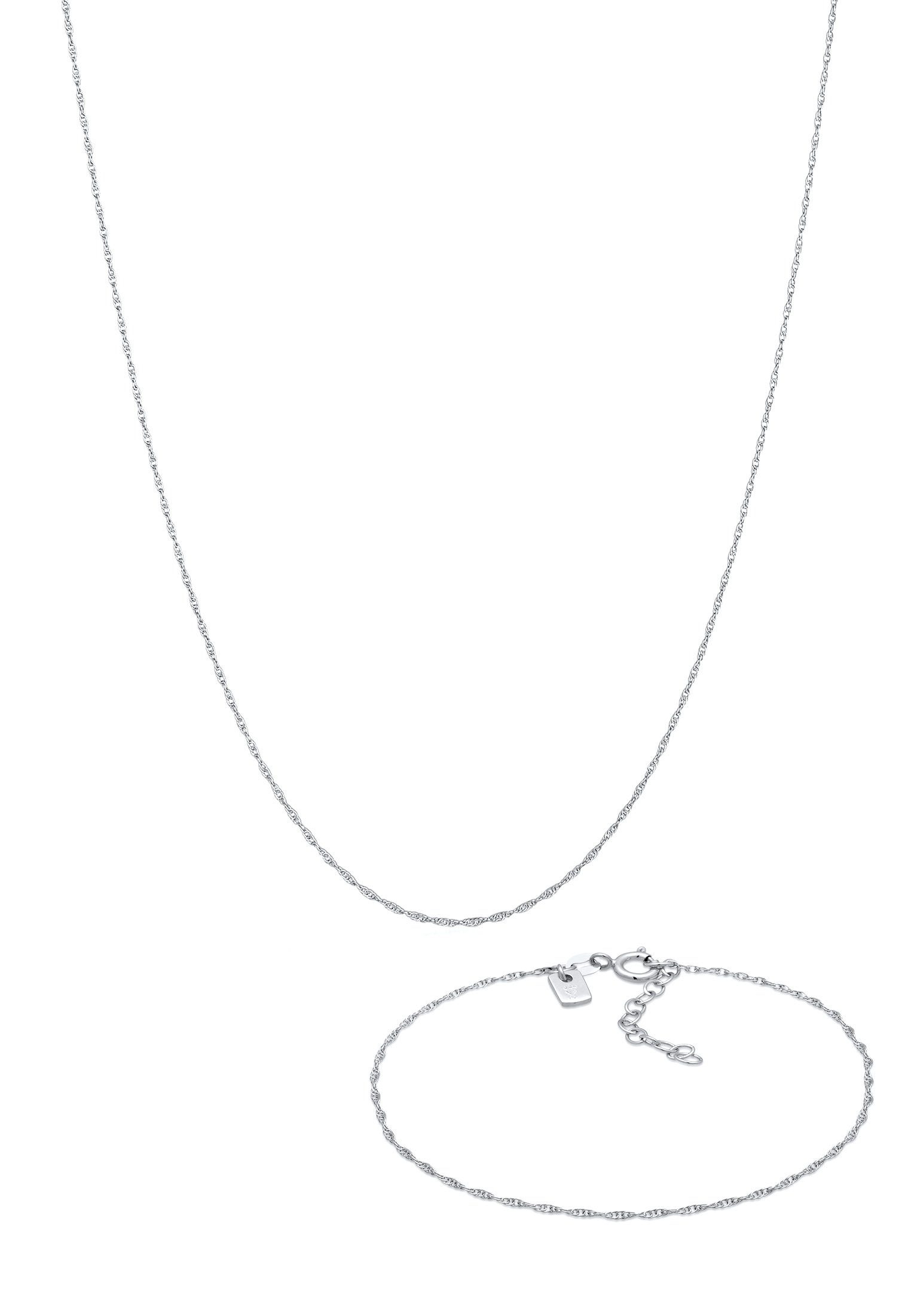 Schmuckset Basic Gliederkette Gedreht 925 Silber