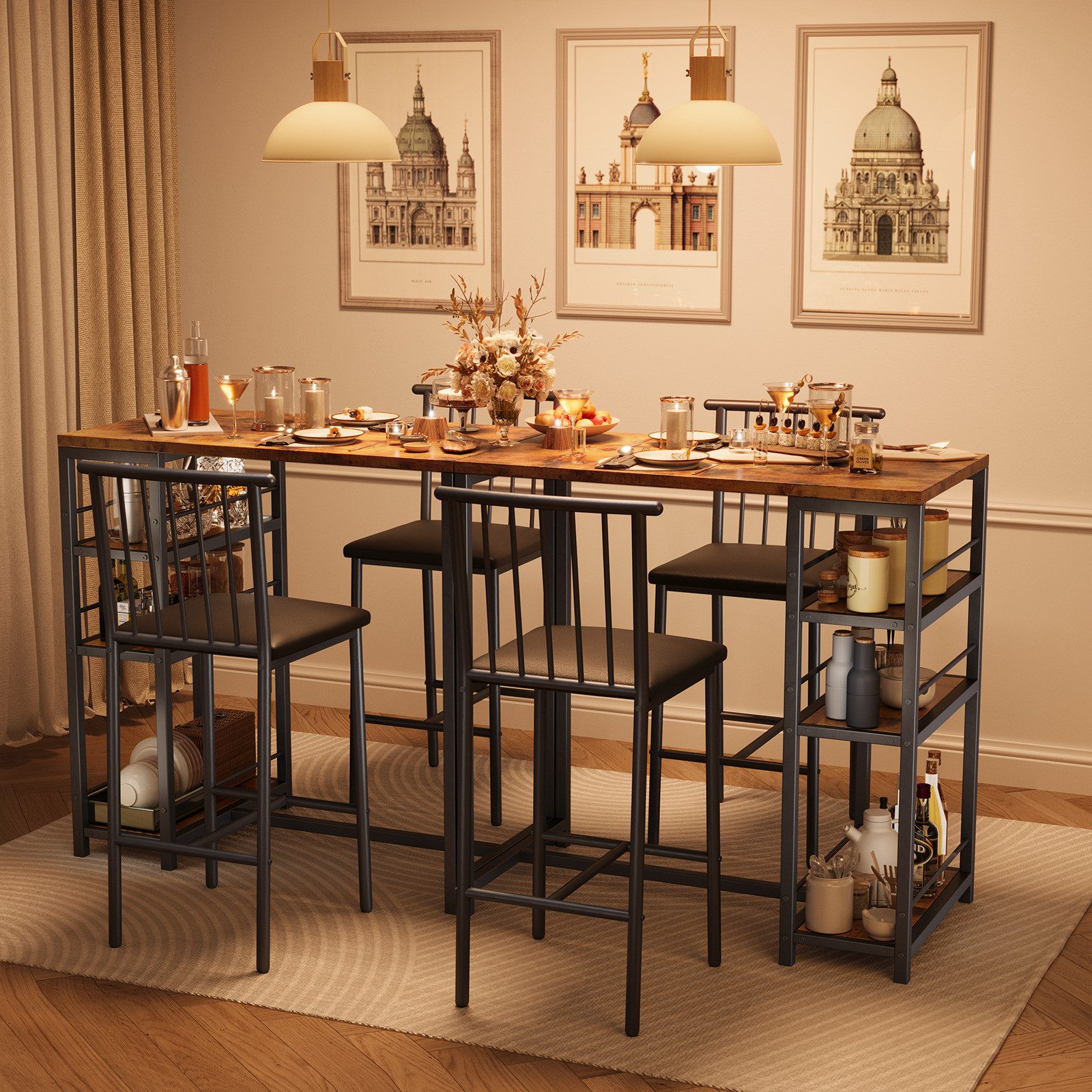 Bealife Essgruppe Esstisch mit 2 Stühlen, 3-tlg Bartisch,Küchentisch für Küche,Esszimmer