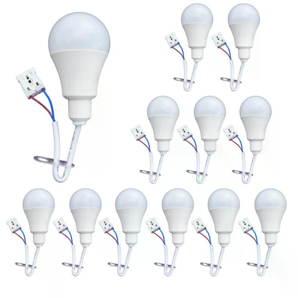 LUXULA LED-Leuchtmittel Renovierungslampe mit Klemme, E27, 4000K Neutralweiß, 10er-Set 11W Baustellenlampe Weiß