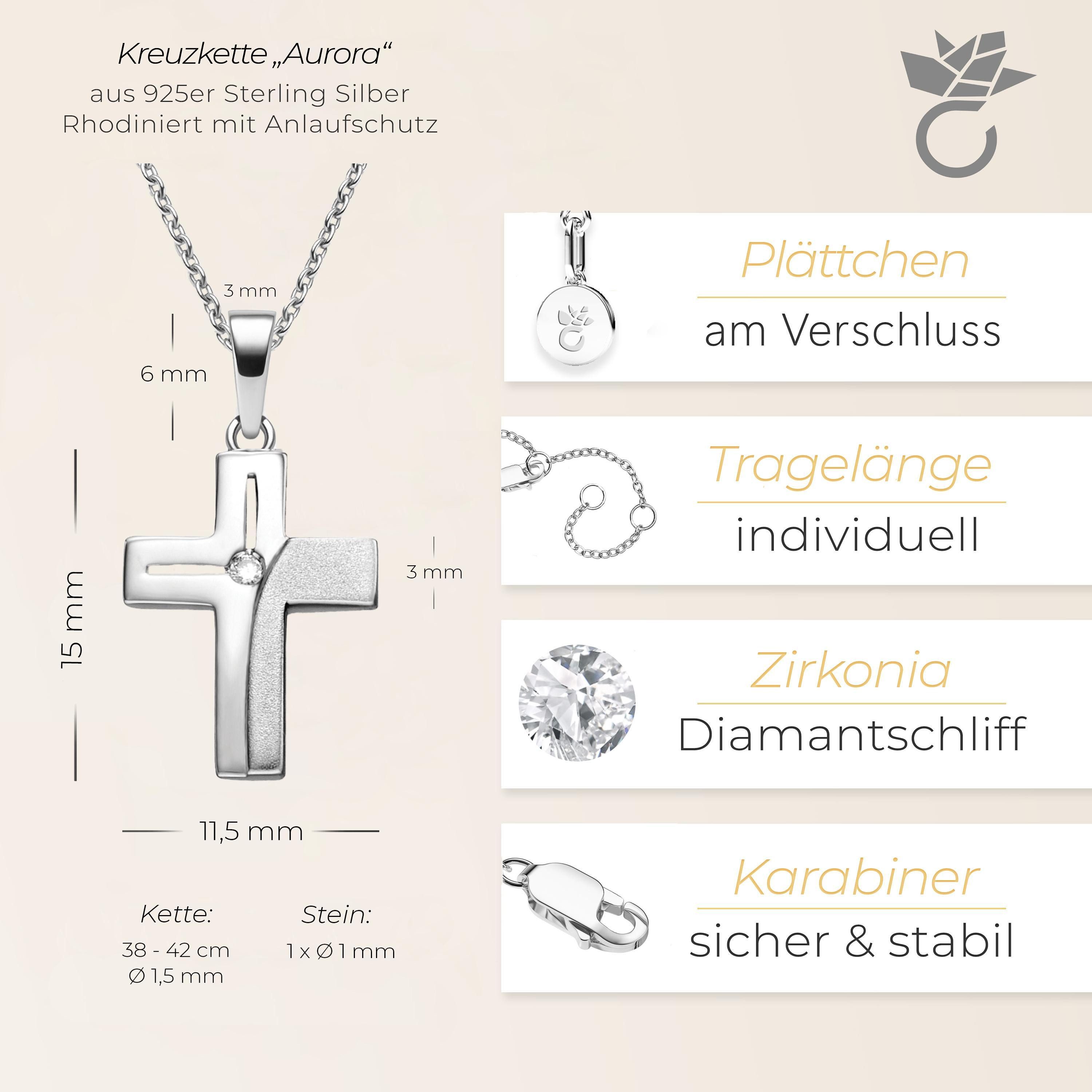 Amoonic Kreuzkette Halskette Mädchen Silber 925 mit Kreuz Anhänger Kommunion und Taufe (individuell anpassbare Halskettenlänge)