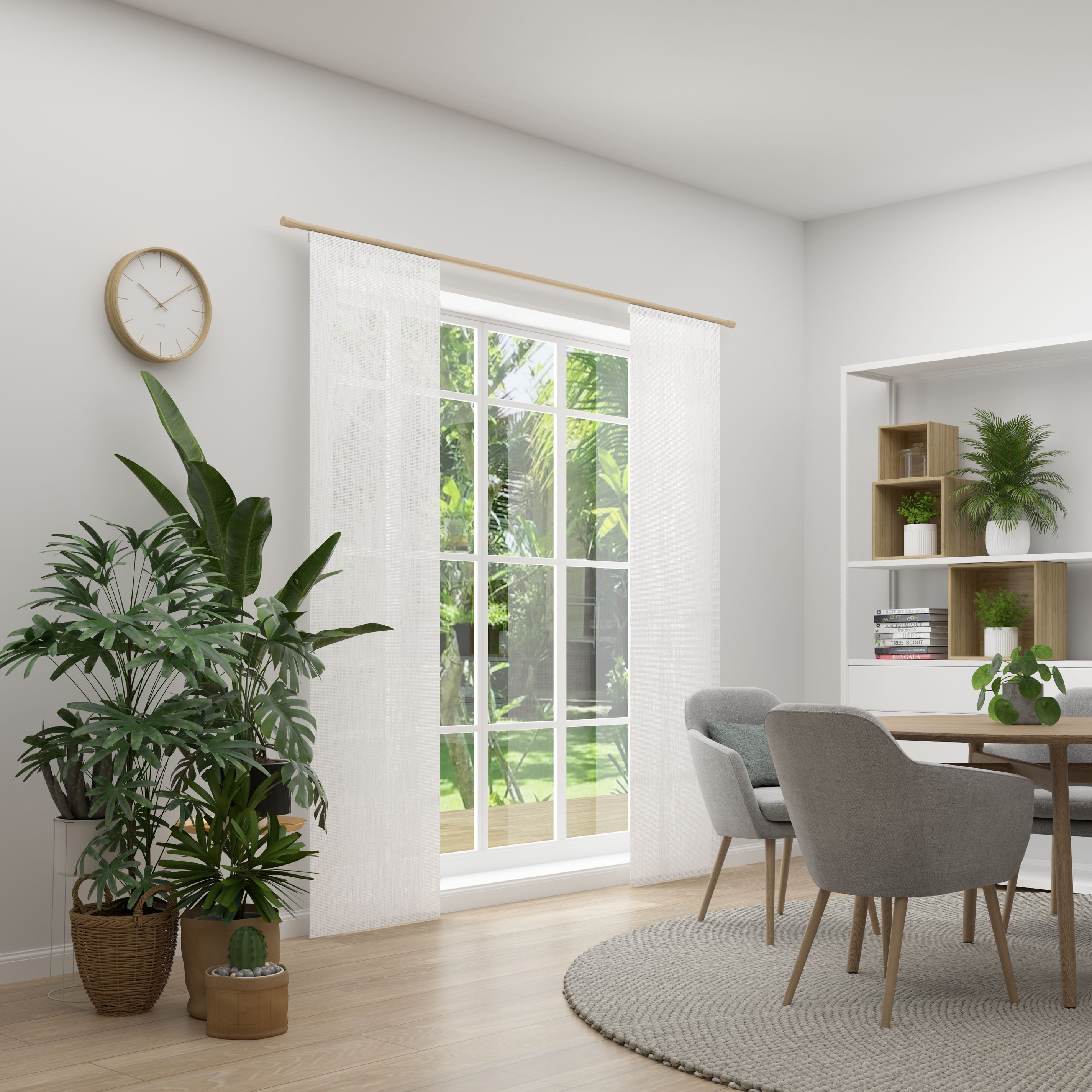Neutex for you! Schiebegardine RAYA (1 St), Paneelwagen, halbtransparent, Grafische Linienstruktur