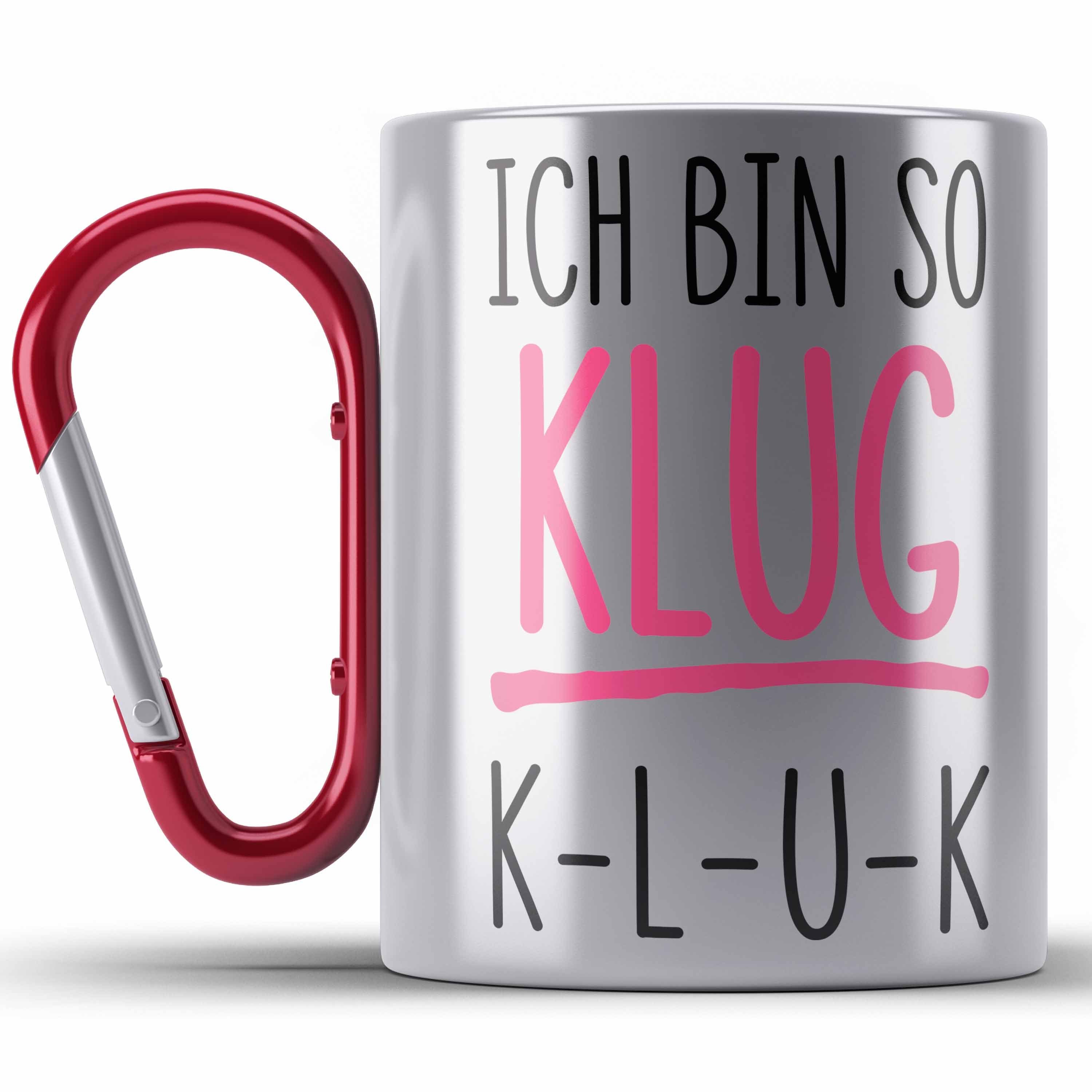 Trendation Thermotasse Ich Bin So Klug KLUK Lustige Edelstahl Tasse mit Spruch Edelstahl Edel