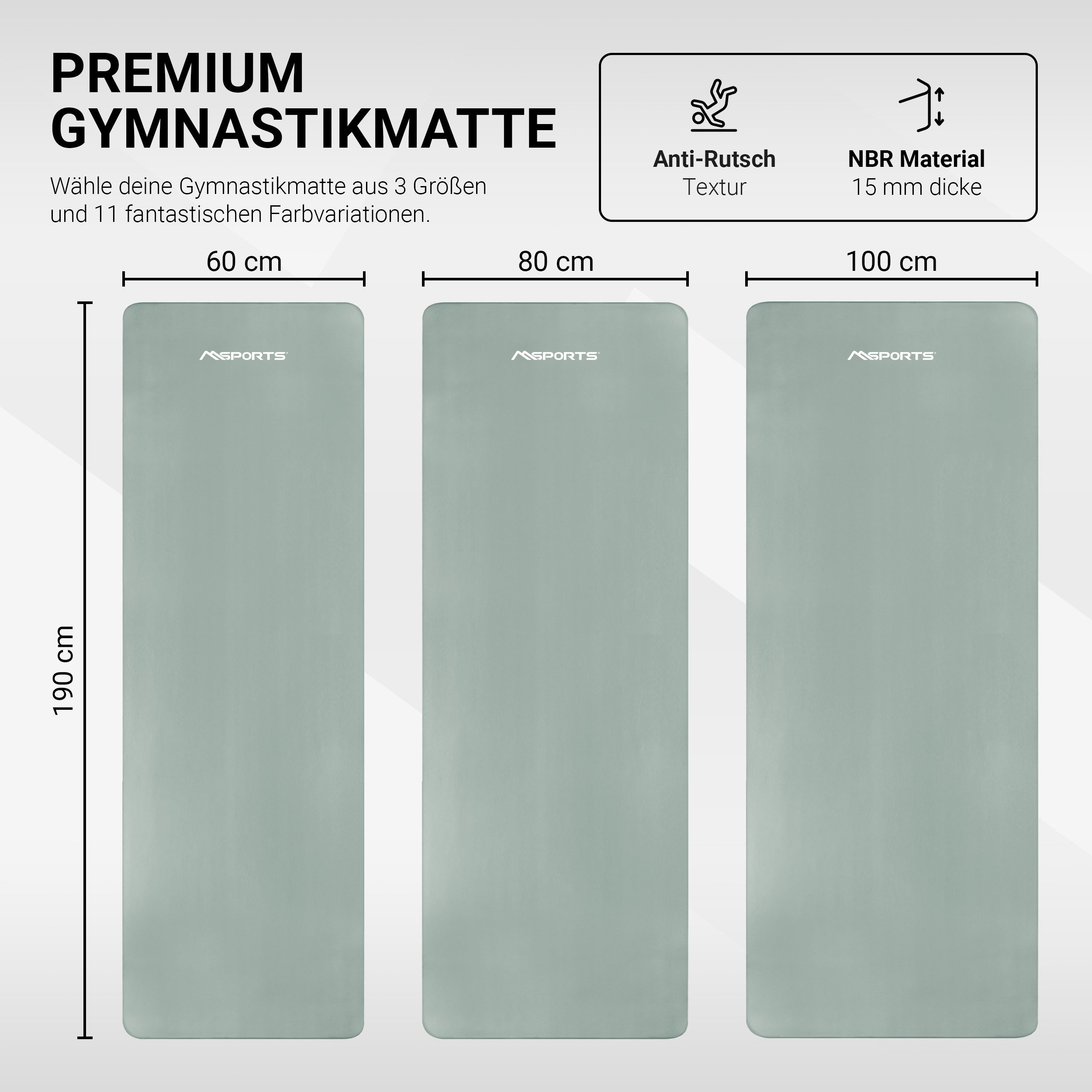 MSports® Gymnastikmatte Yogamatte inkl. Tragegurt + Poster + Workout App – Bild 2 von 5