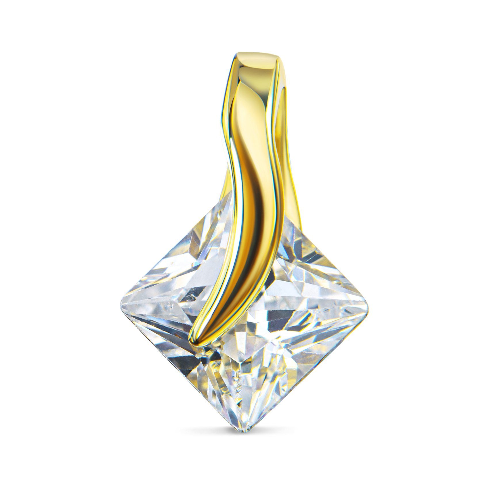 JEVELION Kristallanhänger Zikonia Anhänger 585 Gold (Goldanhänger, für Damen), Goldschmuck