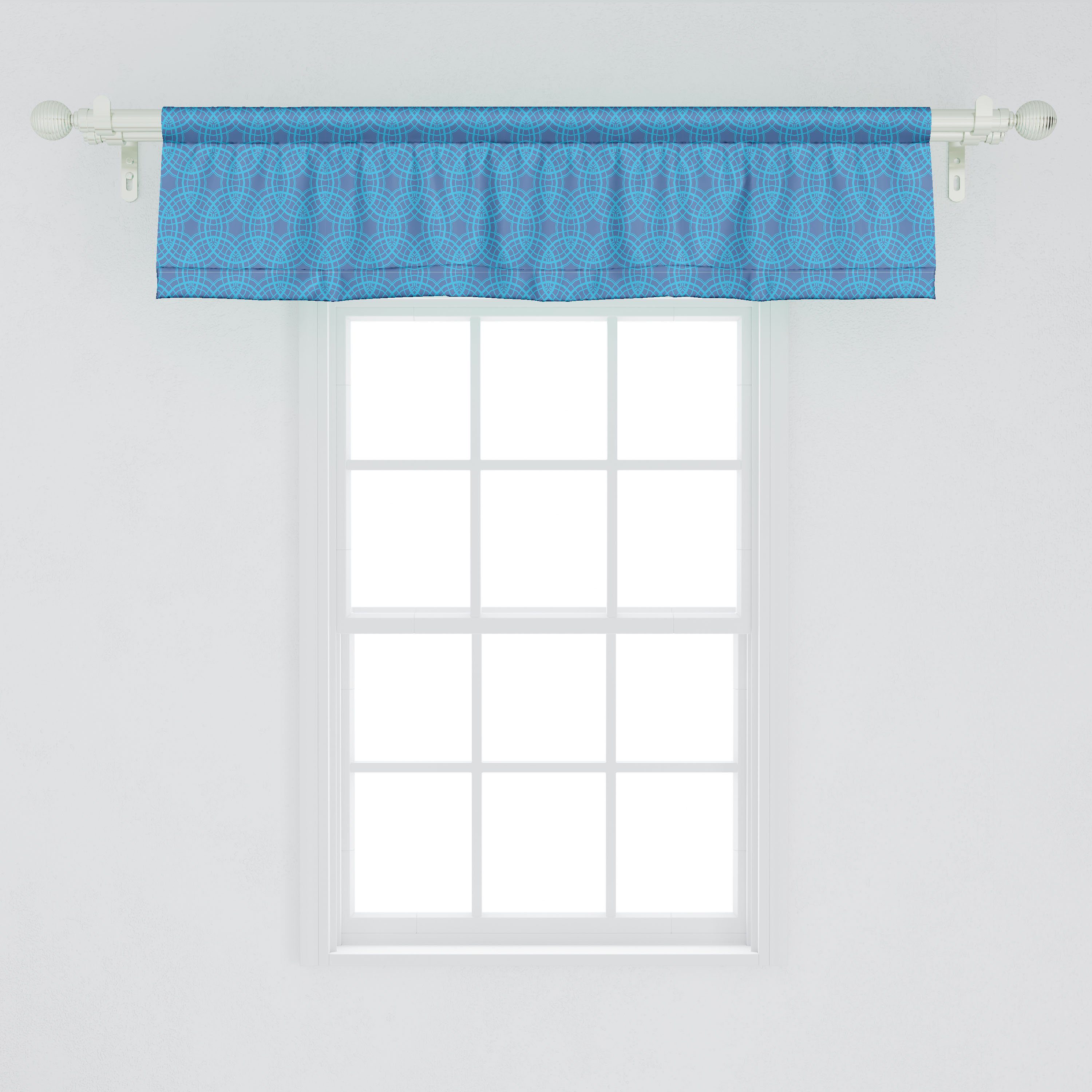 Scheibengardine Vorhang Volant Stangentasche, Gittermuster Küche Dekor für Abakuhaus, Medallion Abstrakt Schlafzimmer Microfaser, mit