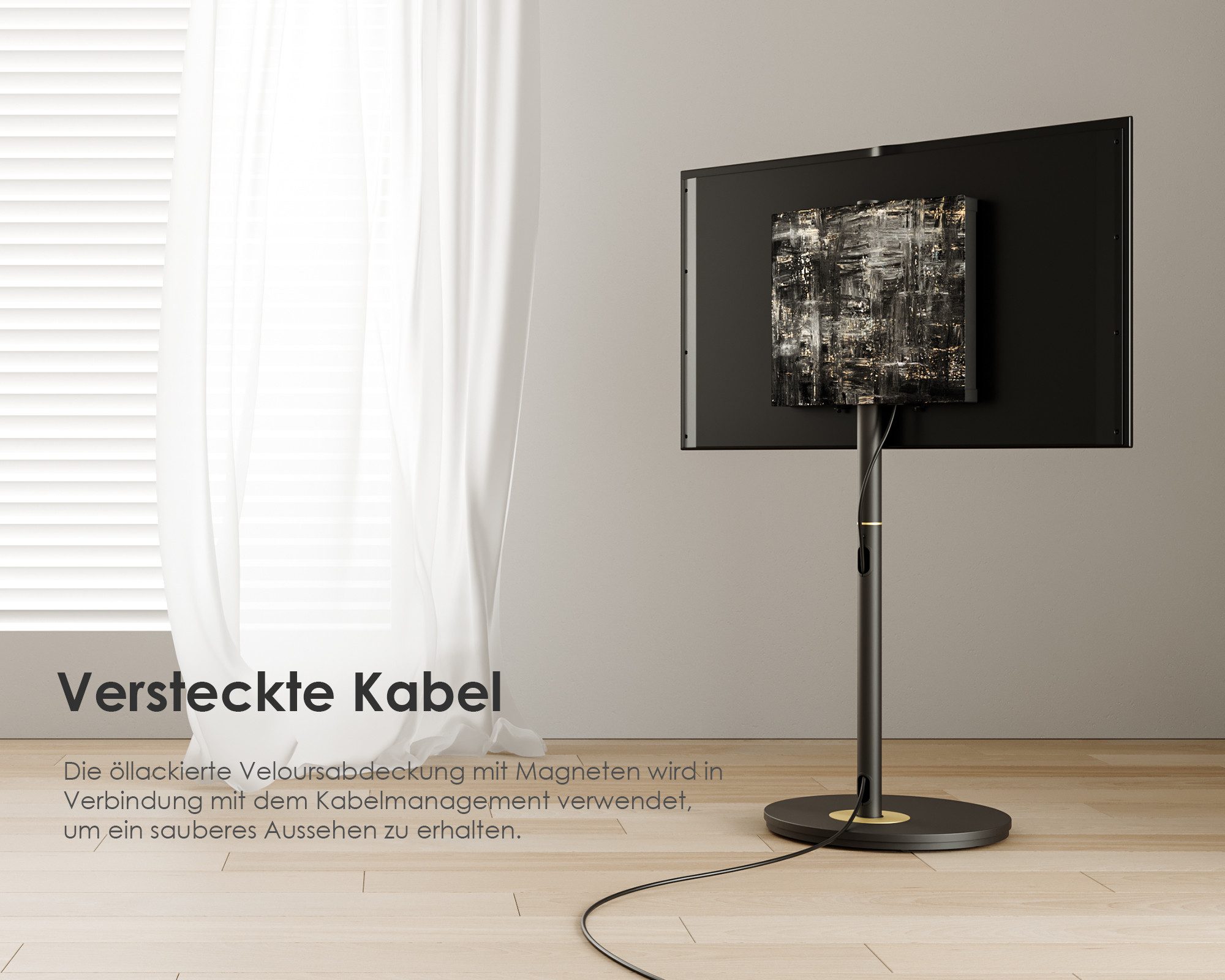 FITUEYES TV-Ständer mobile TV-Halterung mit Rollen, 32-65 Zoll, (bis 65,00 Zoll, höhenverstellbar) – Bild 5 von 5