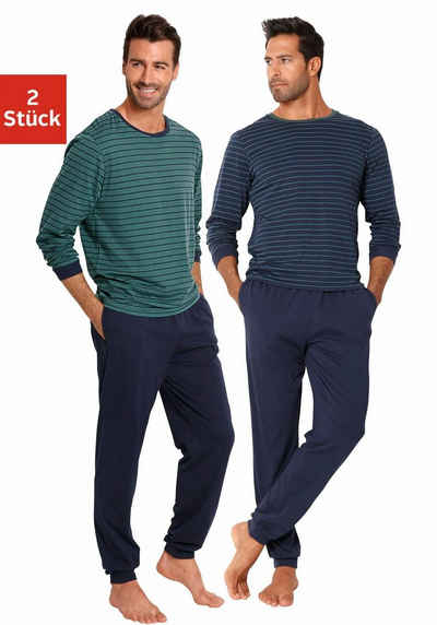 le jogger® Pyjama (Packung, 4 tlg., 2 Stück) lang im Streifendesign