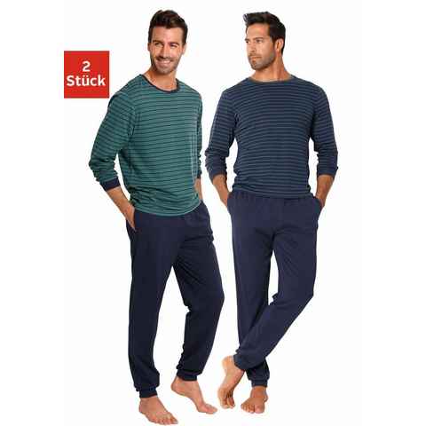 le jogger® Pyjama (Packung, 4 tlg., 2 Stück) lang im Streifendesign