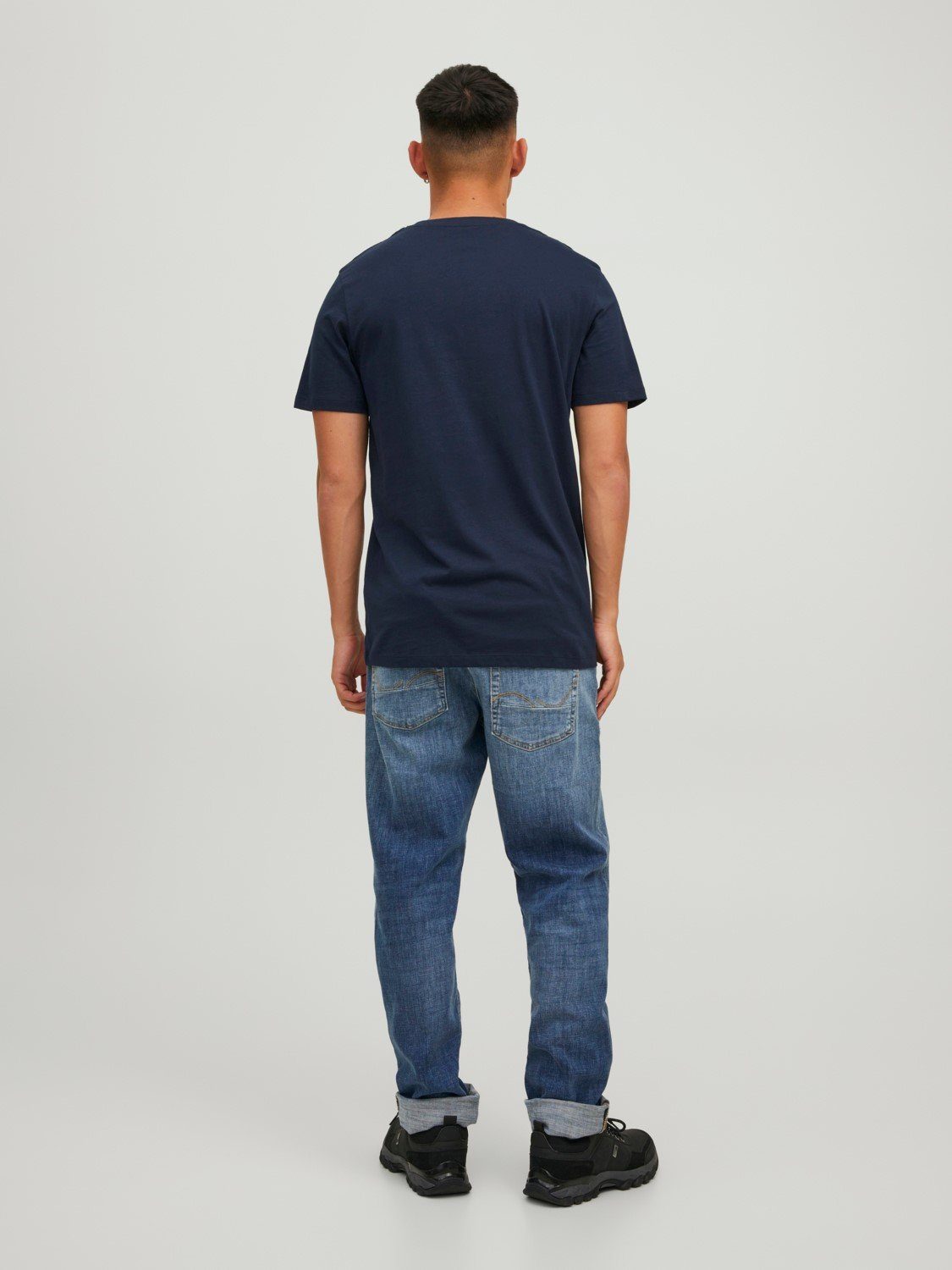 T-Shirt Jones Blau-Schwarz Shirt & Rundhals Pack 2-er 4342 JJELOGO T-Shirts Logo Stück (2-tlg) in Jack