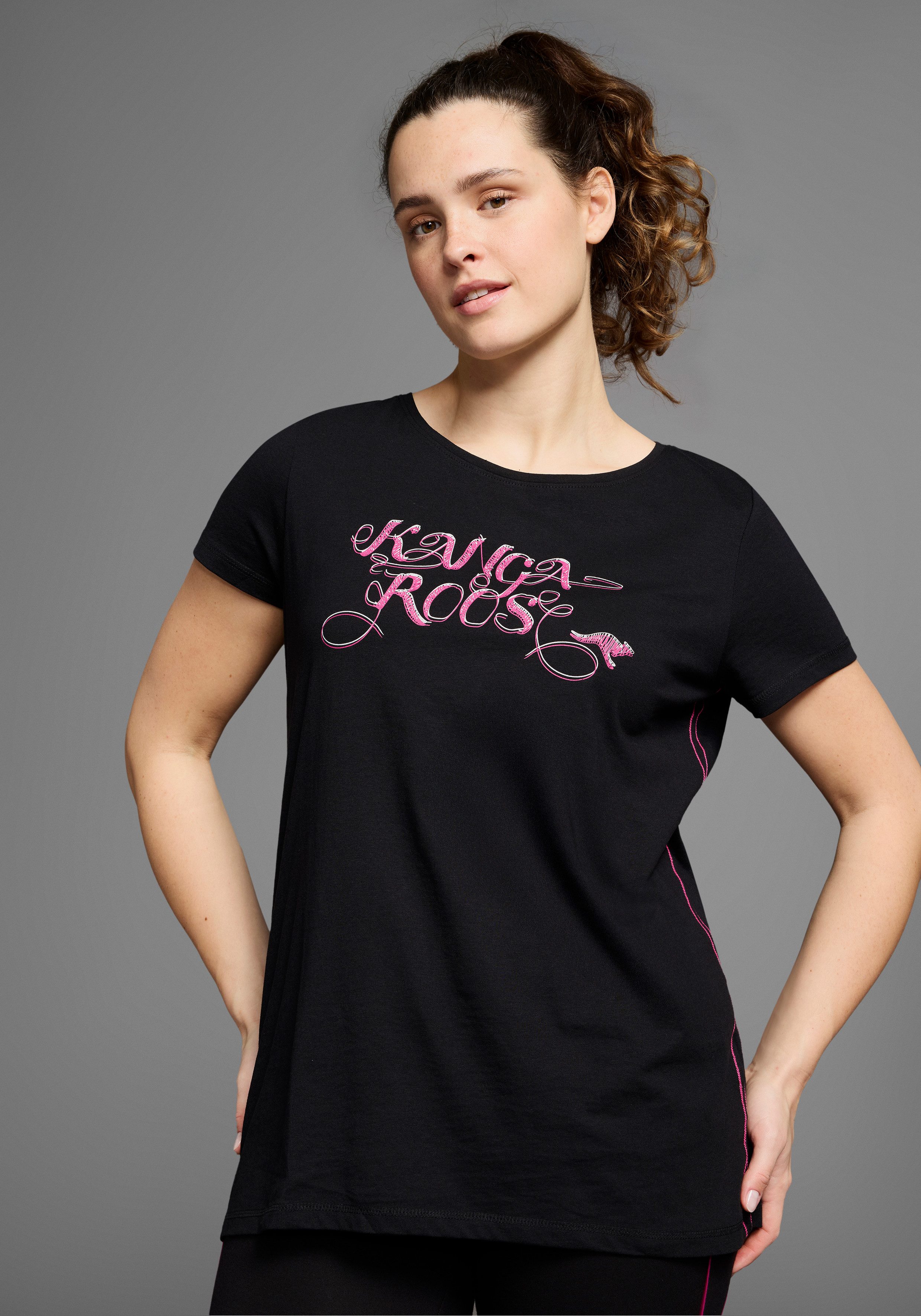 KangaROOS Longshirt (Packung, 2-tlg., 2er-Pack) Kurzarm, figurumschmeicheln günstig online kaufen