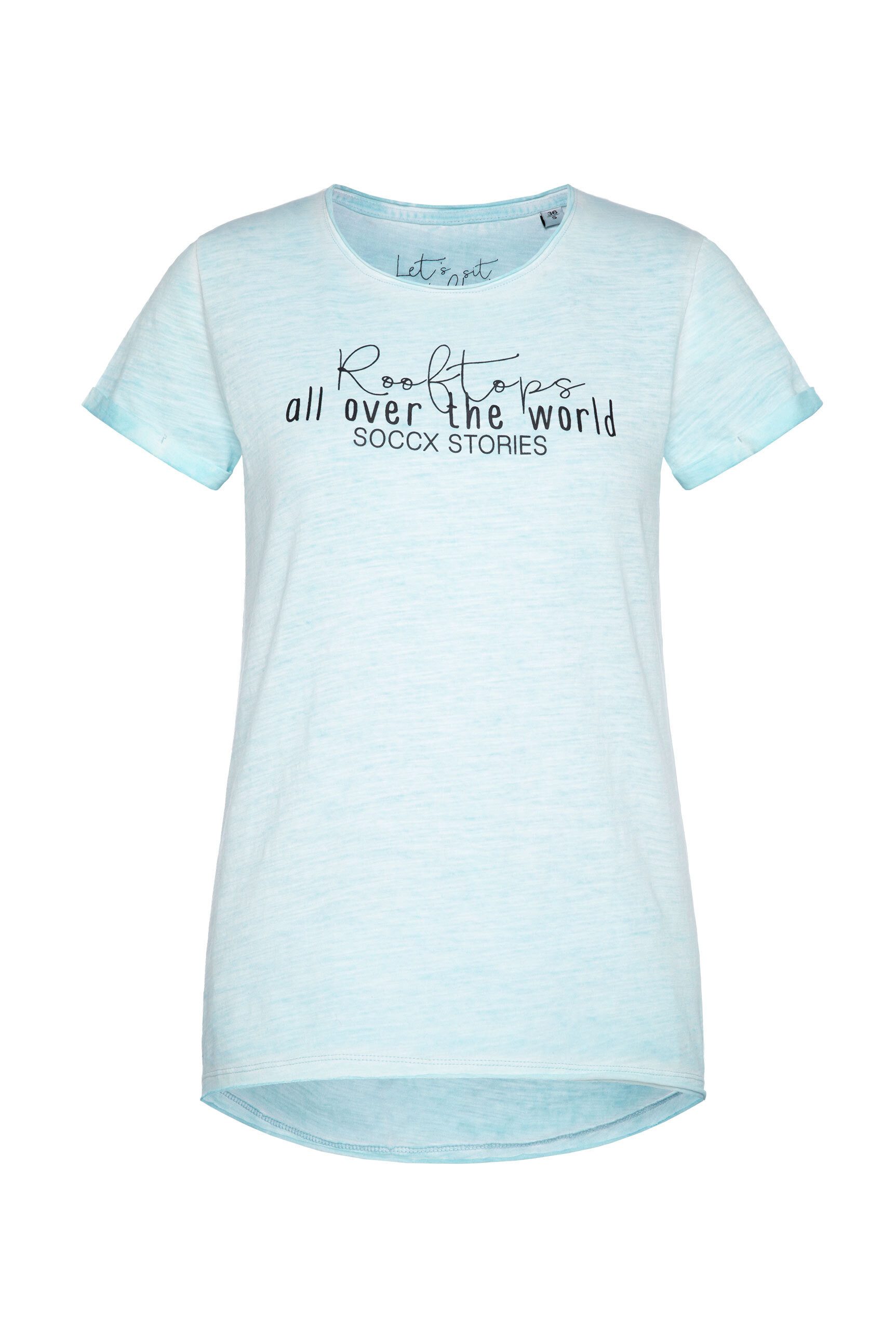 SOCCX Rundhalsshirt mit offenen Kanten