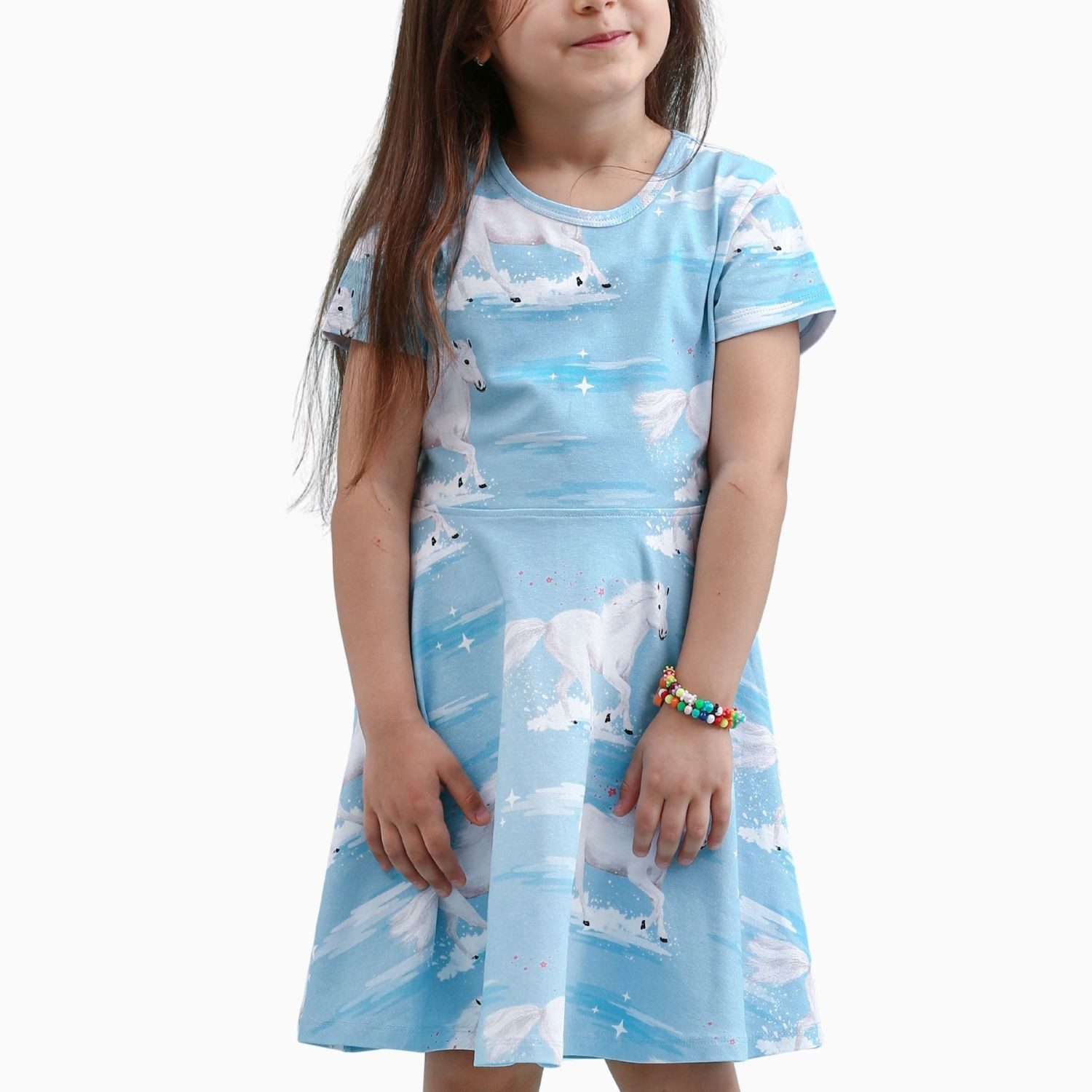 Walkiddy Jerseykleid Walkiddy White Horses Kinder Bio Baumwolle GOTS Green Bio Baumwolle,GOTS, Kinderbekleidung,nachhaltige Klamotten,Jerseykleid