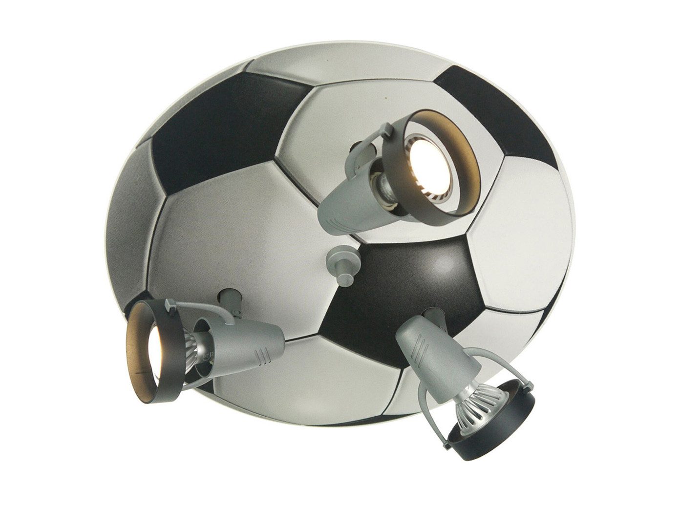 niermann LED Deckenstrahler für Kinder mit Holz & GU10 LED, Ø 35cm, dimmbar extern via Hausinstallation, LED wechselbar, Warmweiß, Deckenspots auf-Putz für Decke Kinder-Zimmer im Fußball-Design