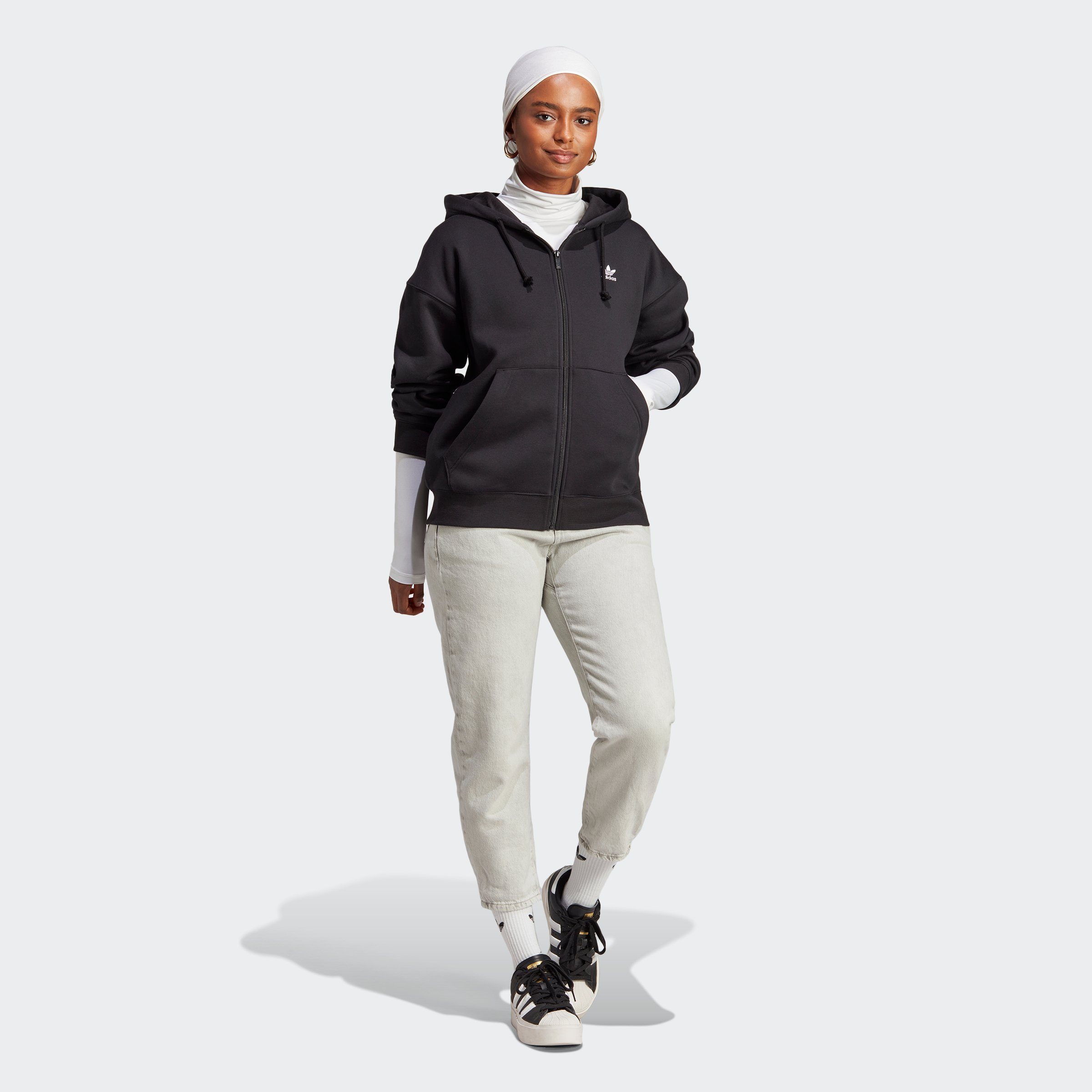 FLEECE ZIP FULL Sweatshirt Originals adidas BLACK
