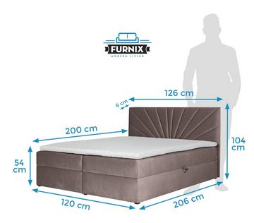Furnix Boxspringbett TREZO 4 120/140/160/180/200x200 cm mit tiefen Bettkasten und Topper, hochwertige Polsterstoffe