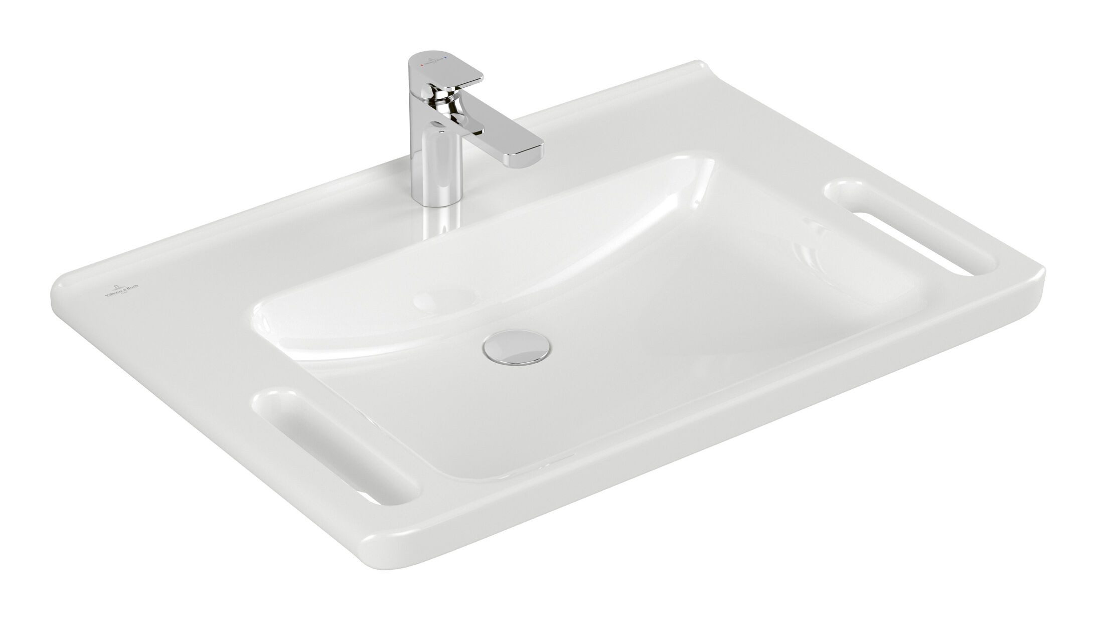 Villeroy & Boch Waschbecken ViCare, ViCare mit 1 Hahnloch ohne Überlauf 800 x 550 x 180 mm - Weiß Alpin