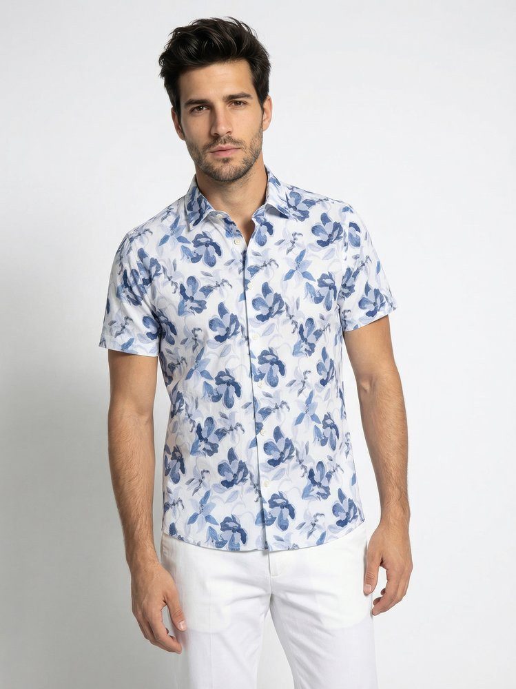 DESOTO Kurzarmhemd Casual Kent 1/2 Jerseyhemd, Kentkragen, slim fit