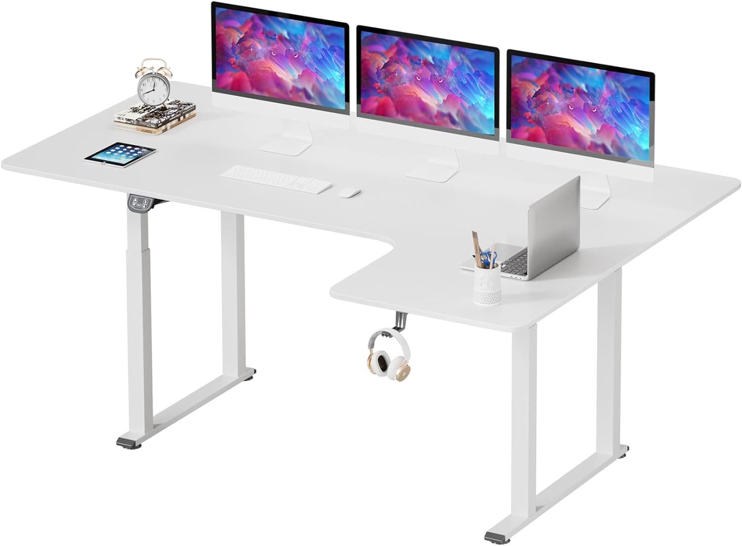 Dripex Eckschreibtisch Elektrisch Höhenverstellbar 180x110 L-form Schreibtisch Standing Desk