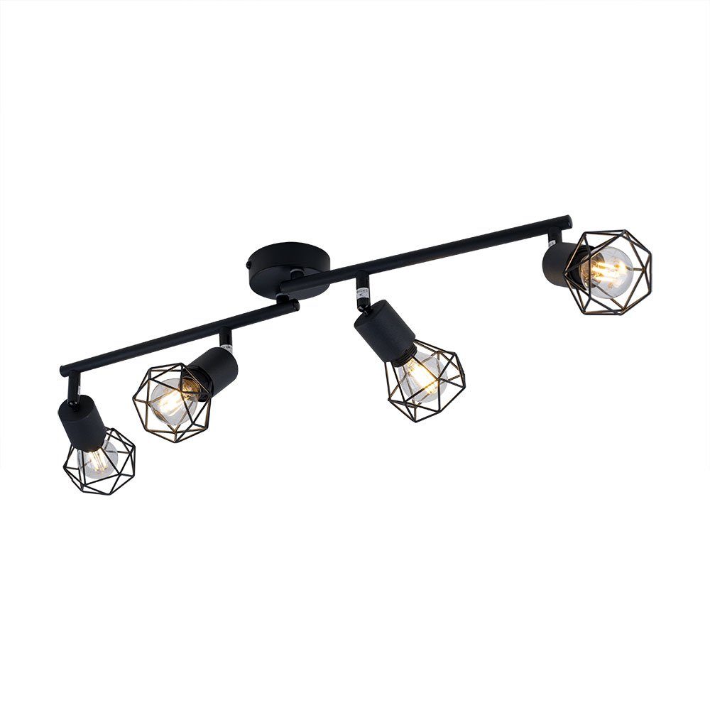etc-shop LED Deckenleuchte, LED Strahler inklusive, Spot inkl. im schwarz Set Leuchtmittel Decken Lampe Käfig Warmweiß, verstellbar