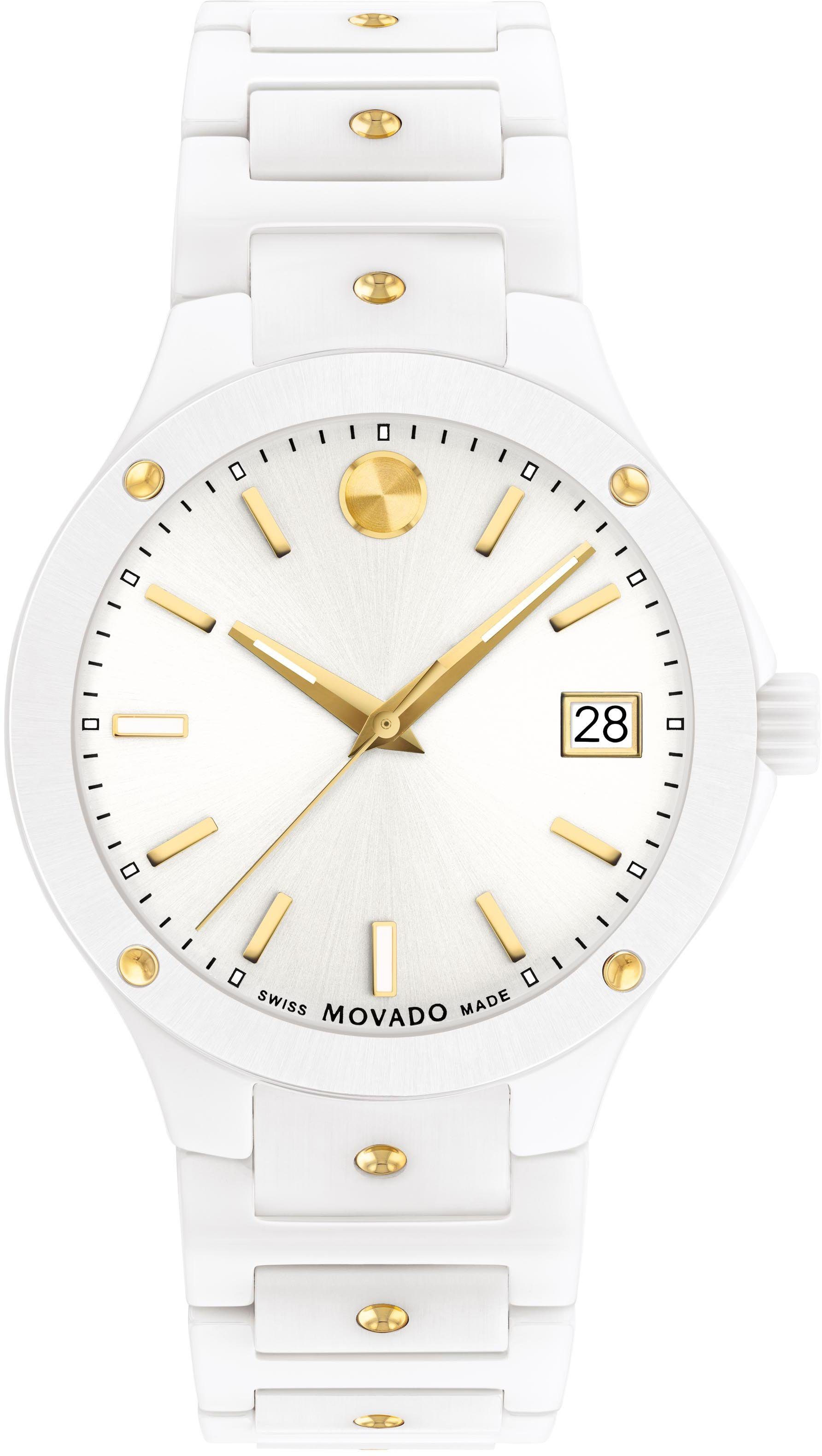 MOVADO Schweizer Uhr SE Ceramic, 0607740, Quarzuhr, Armbanduhr, Damenuhr, Swiss Made, Keramik, Datum