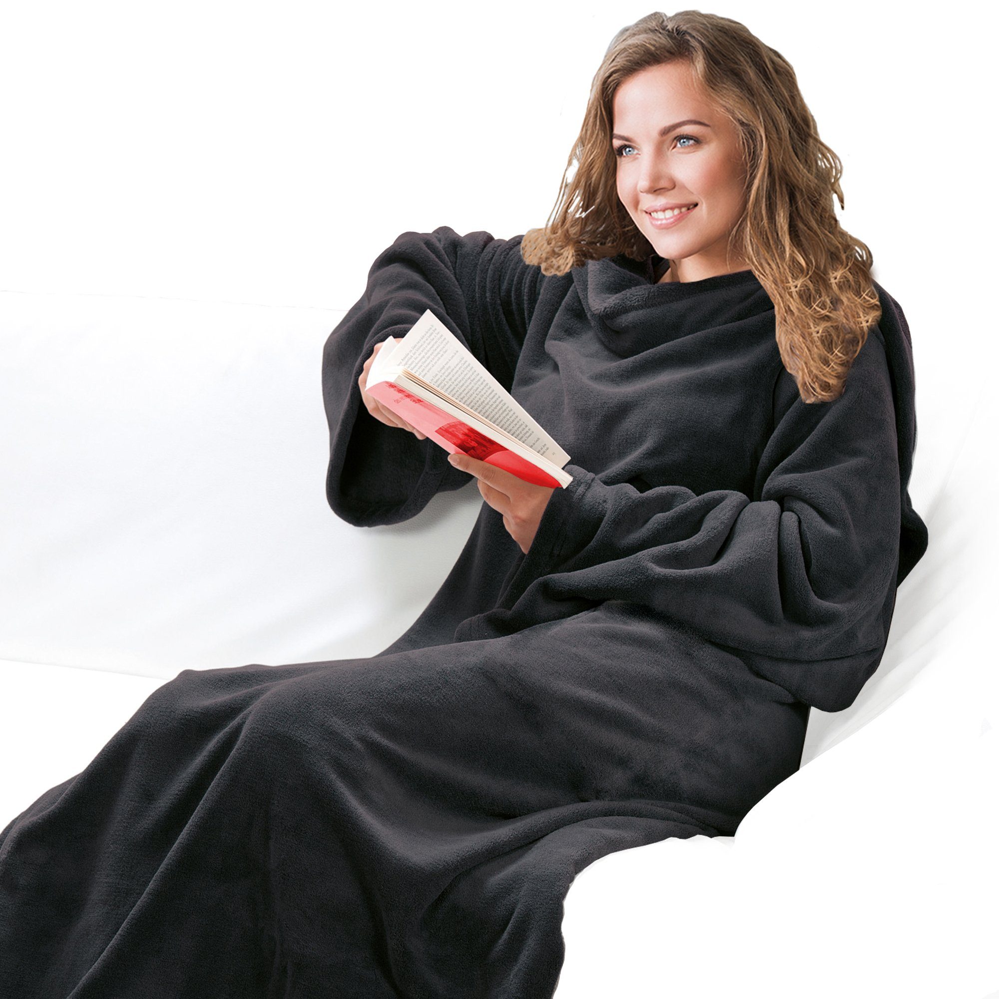 Wohndecke Ärmeldecke CozyWear XXL 150x240 cm - Luxus TV Decke mit Ärmeln