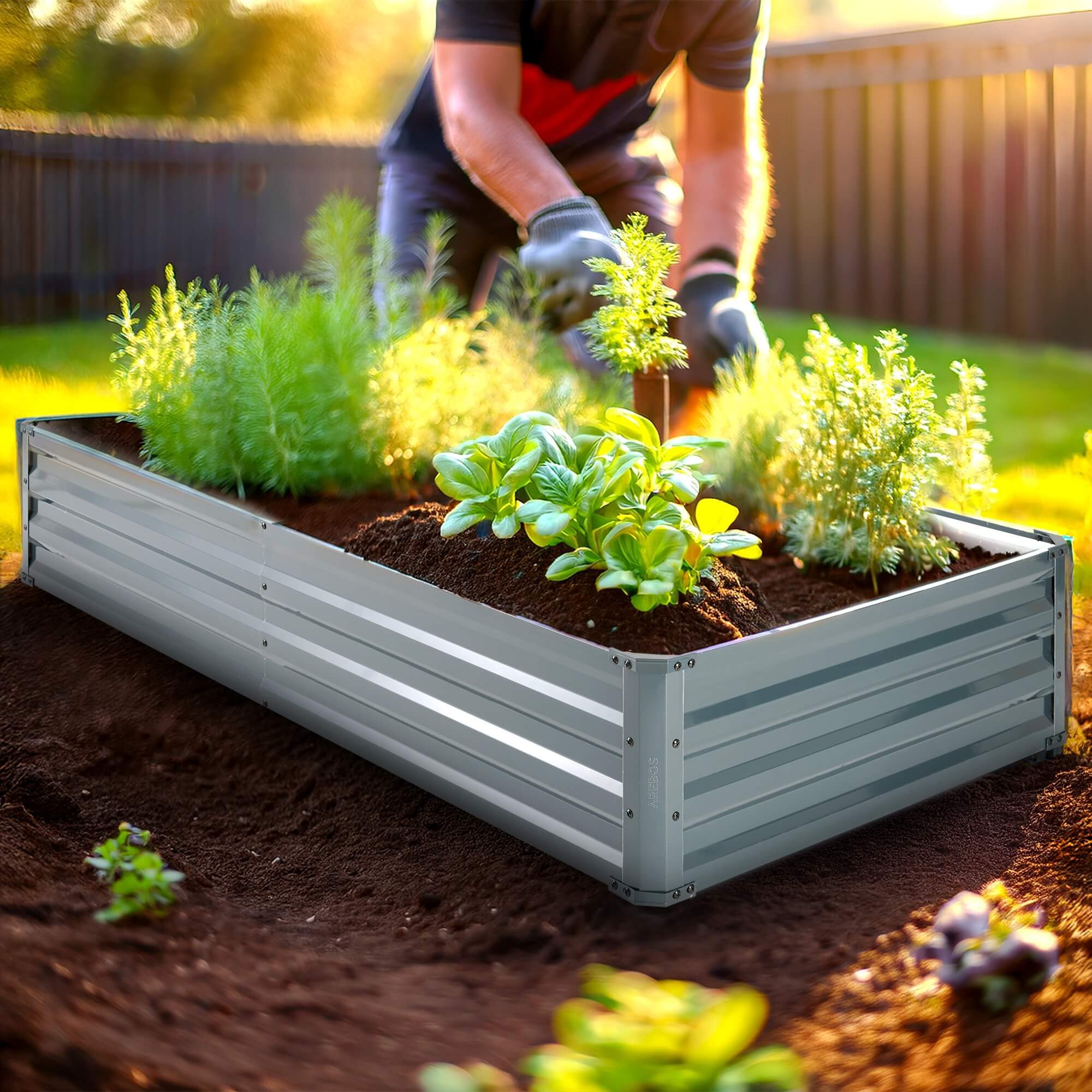 Arebos Hochbeet Metall 2x 180x90x30cm Gartenbeet Pflanzbeet rostfrei Gemüsebeet (Max. Belastbarkeit: 500 kg, 2er), Witterungs- & UV-beständig