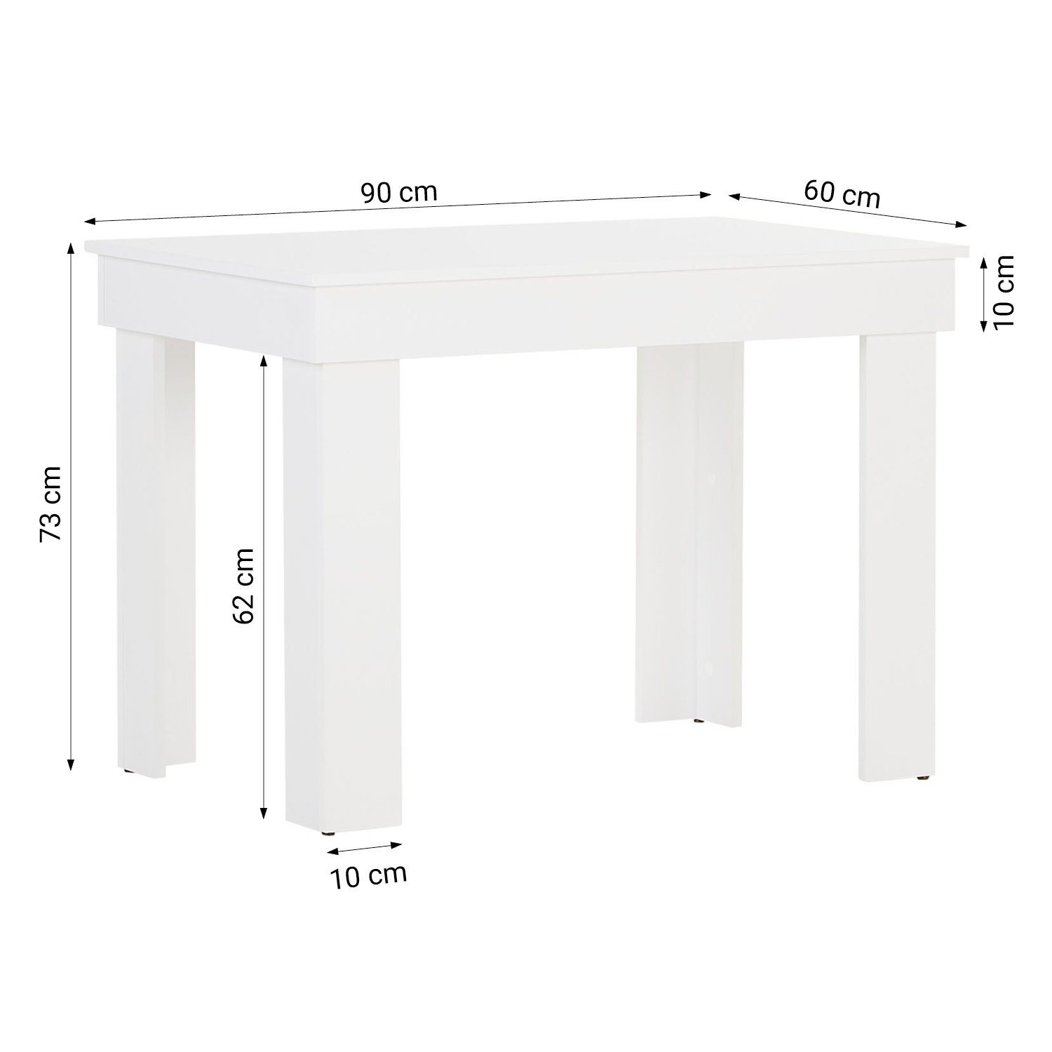 Homestyle4u Esstisch Tisch 90x60 cm Weiß Holz Küche 4 Personen klein, Esszimmertisch