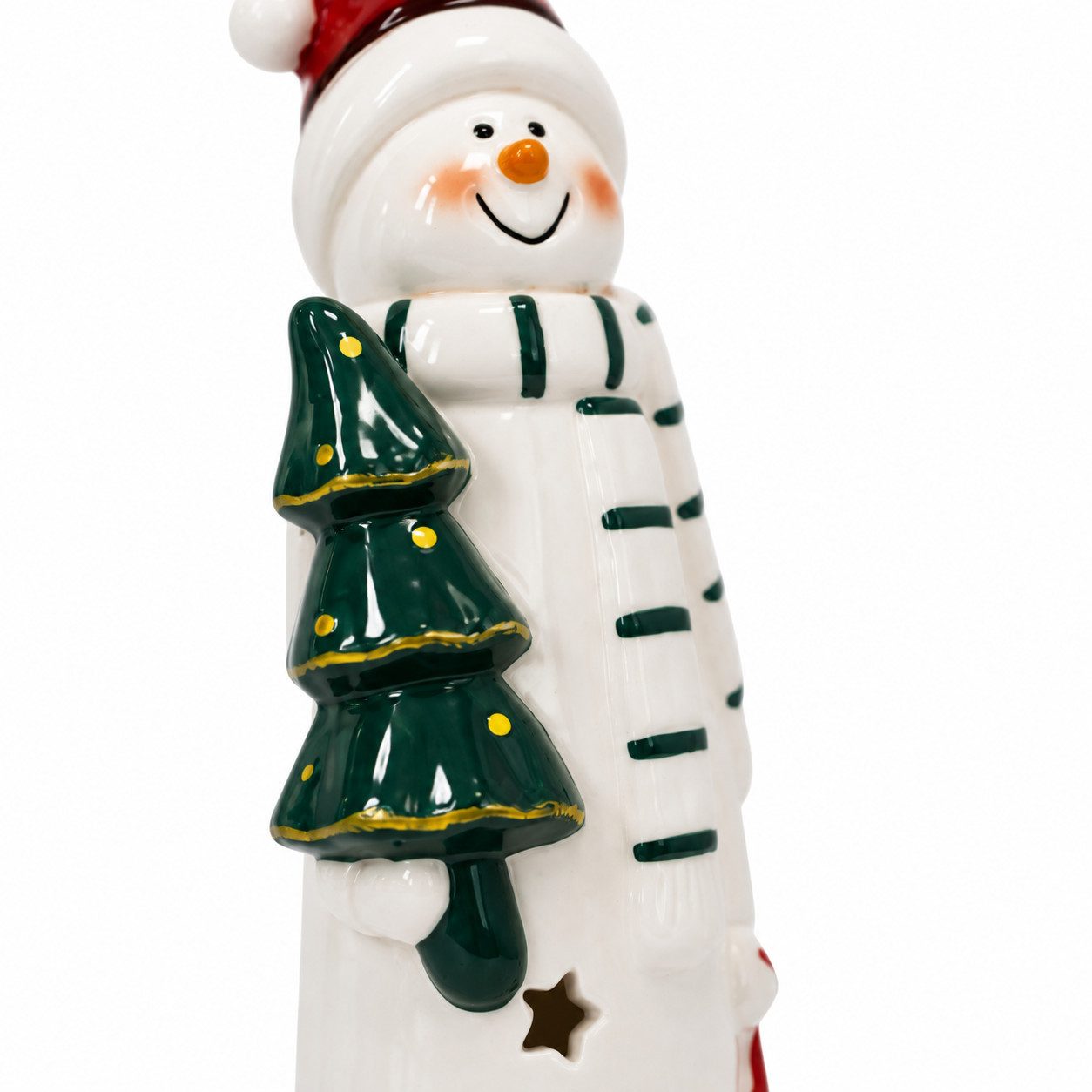 OTTO home Teelichthalter Deko Weihnachten Eeske, aus Porzellan detailreich bemalt (2 St), Weihnachtsmann und Schneemann im 2er Set, jeweils ca.31cm hoch – Bild 3 von 5