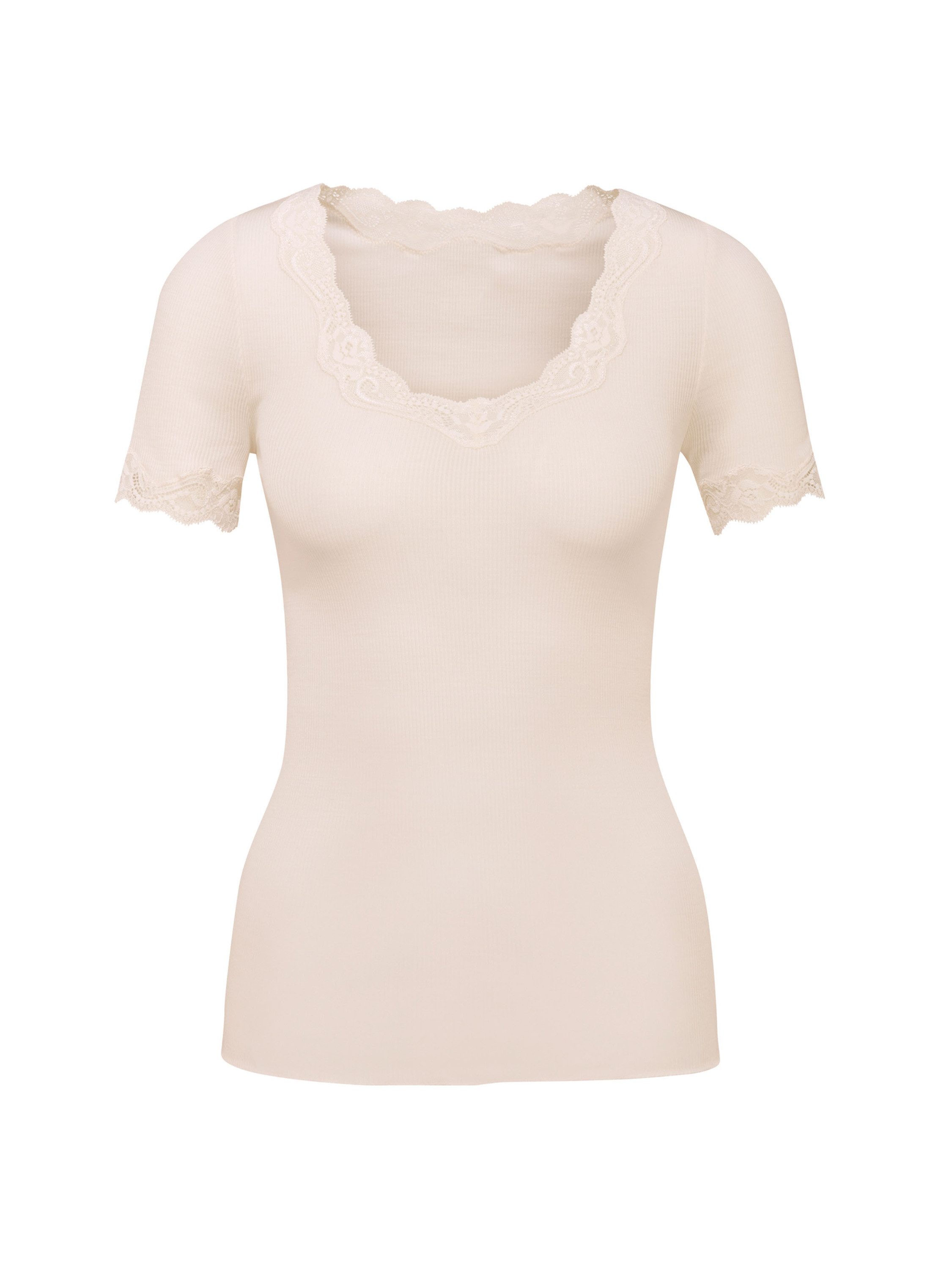 CALIDA Unterziehshirt Richesse Lace Damen (1-St) aus Wolle-Seide, Feinripp, naht- und saumfrei, temperaturausgleichend