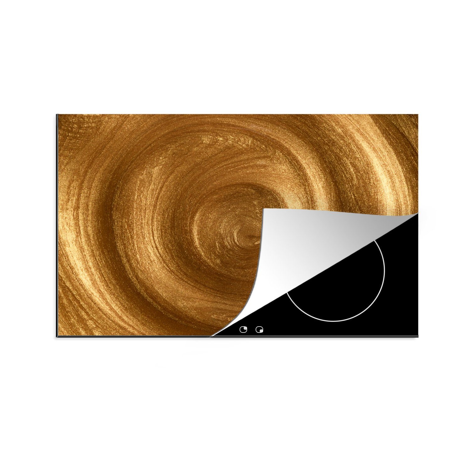 MuchoWow Herdblende-/Abdeckplatte Ein Wirbel in goldener Farbe, Vinyl, (1 tlg), 81x52 cm, Induktionskochfeld Schutz für die küche, Ceranfeldabdeckung